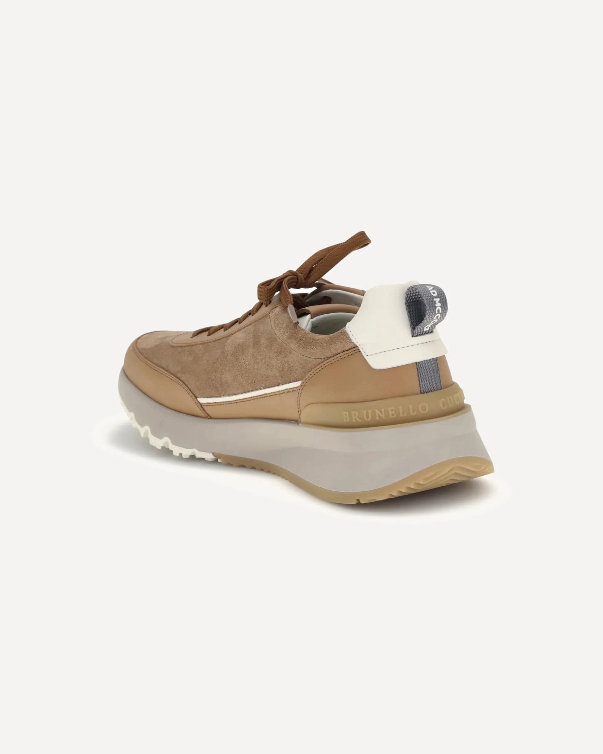 Brunello Cucinelli Brown Washed Suede Leather Sneakers