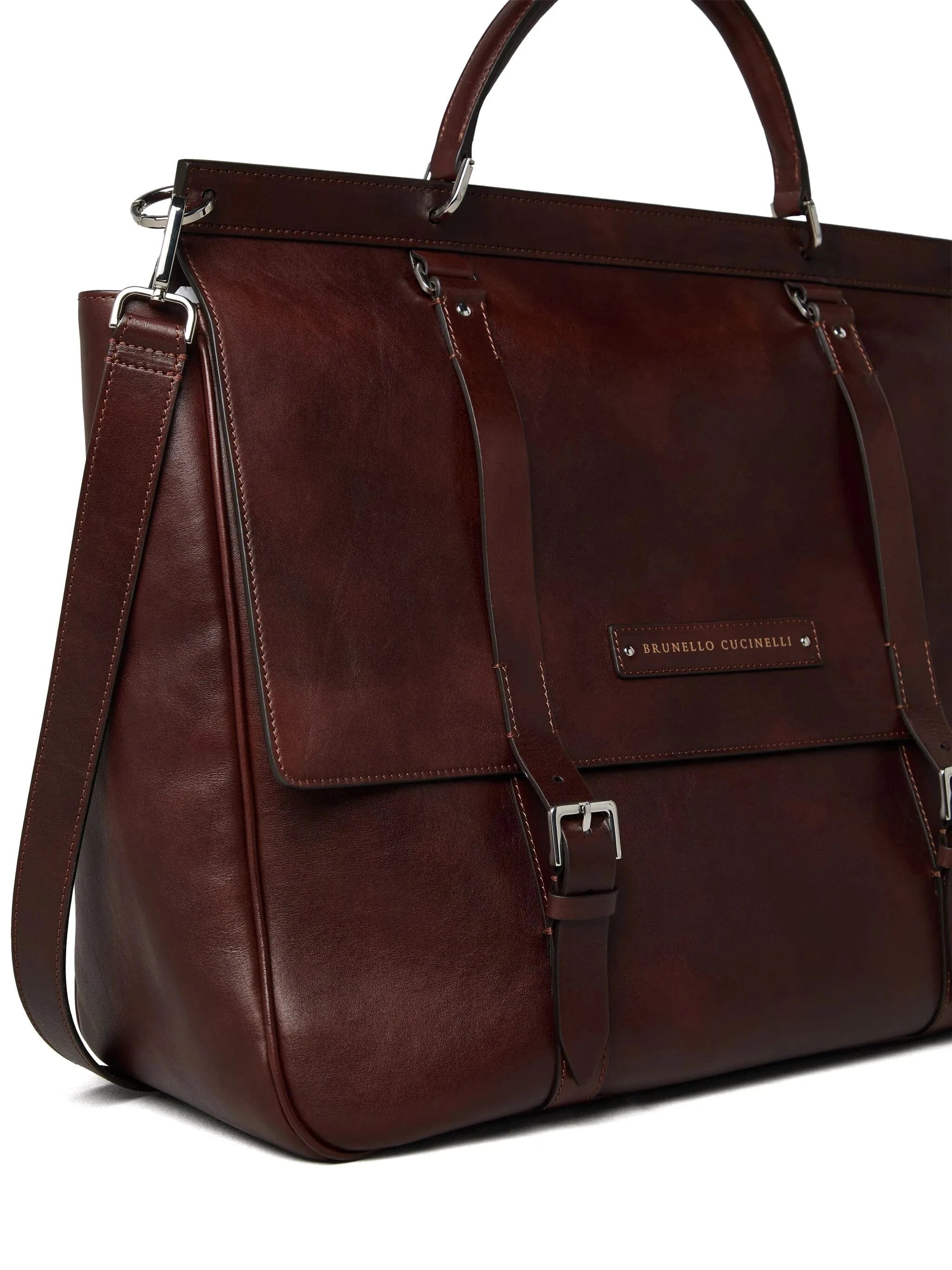 Brunello Cucinelli Buckle-Fastened Leather Tote Bag