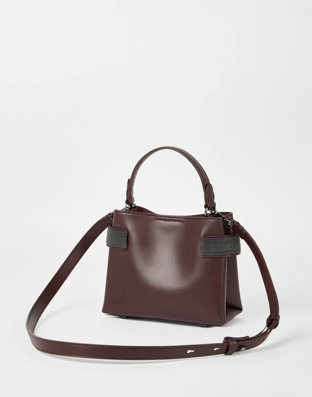 Brunello Cucinelli Burgundy Essence Small Top-Handle Bag