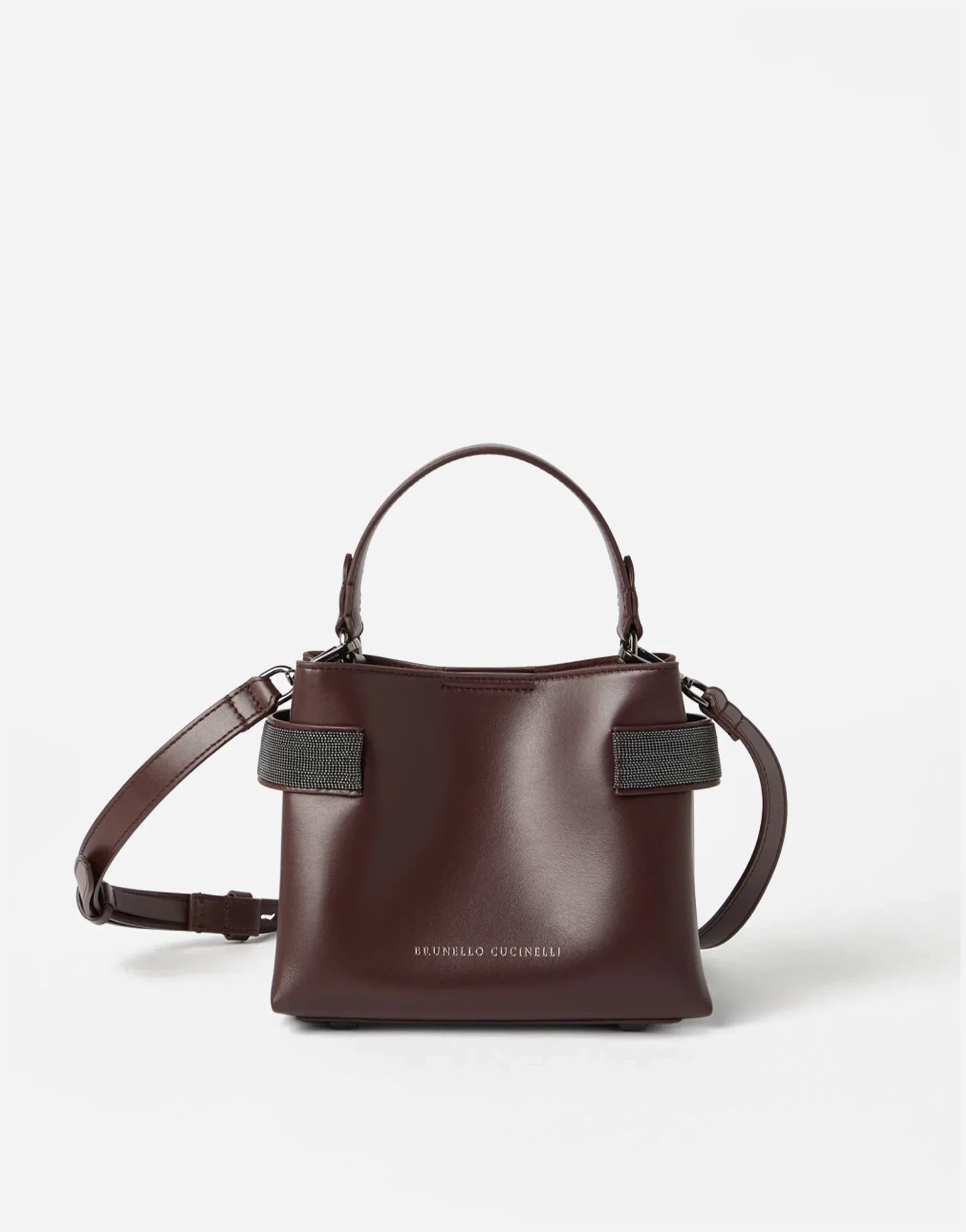 Brunello Cucinelli Essence Small Top-Handle Bag in bordeaux