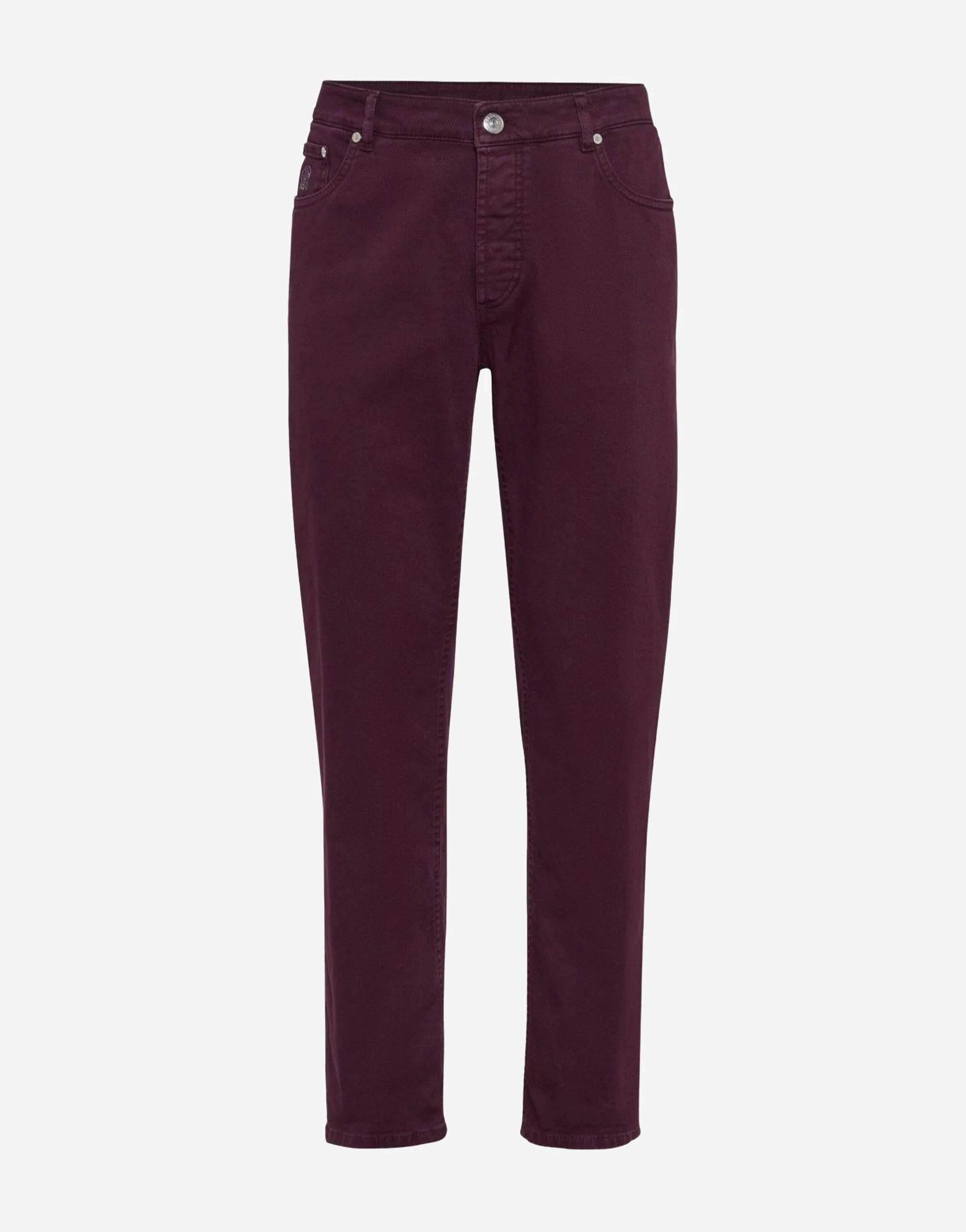 Brunello Cucinelli Burgundy Garment-Dyed Traditional Jeans