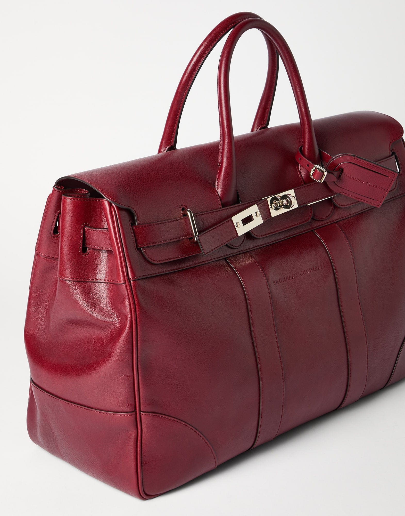 Brunello Cucinelli Burnished Leather Country Duffel Bag