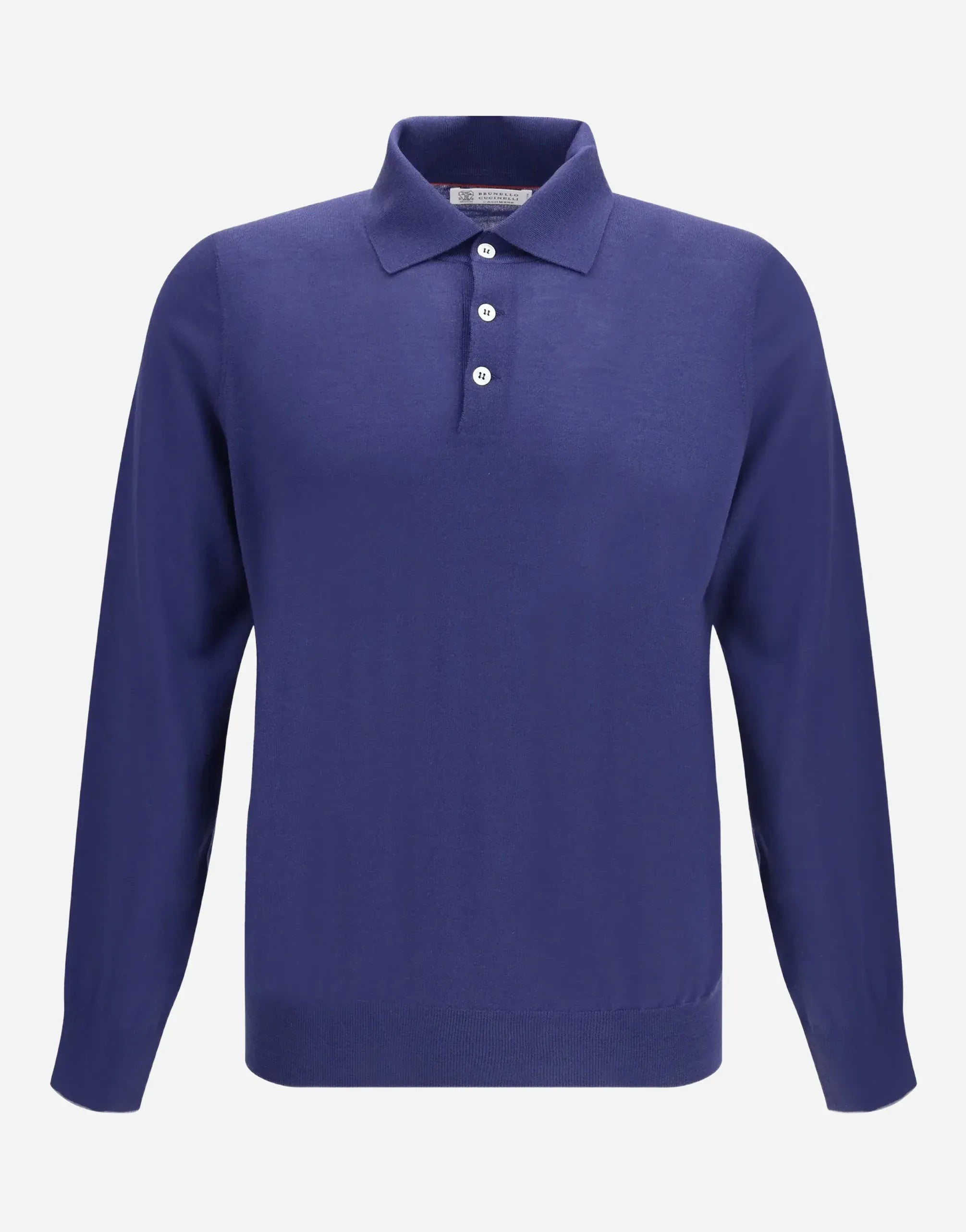 Brunello Cucinelli Buttoned Polo Wool-Cashmere Blend Shirt