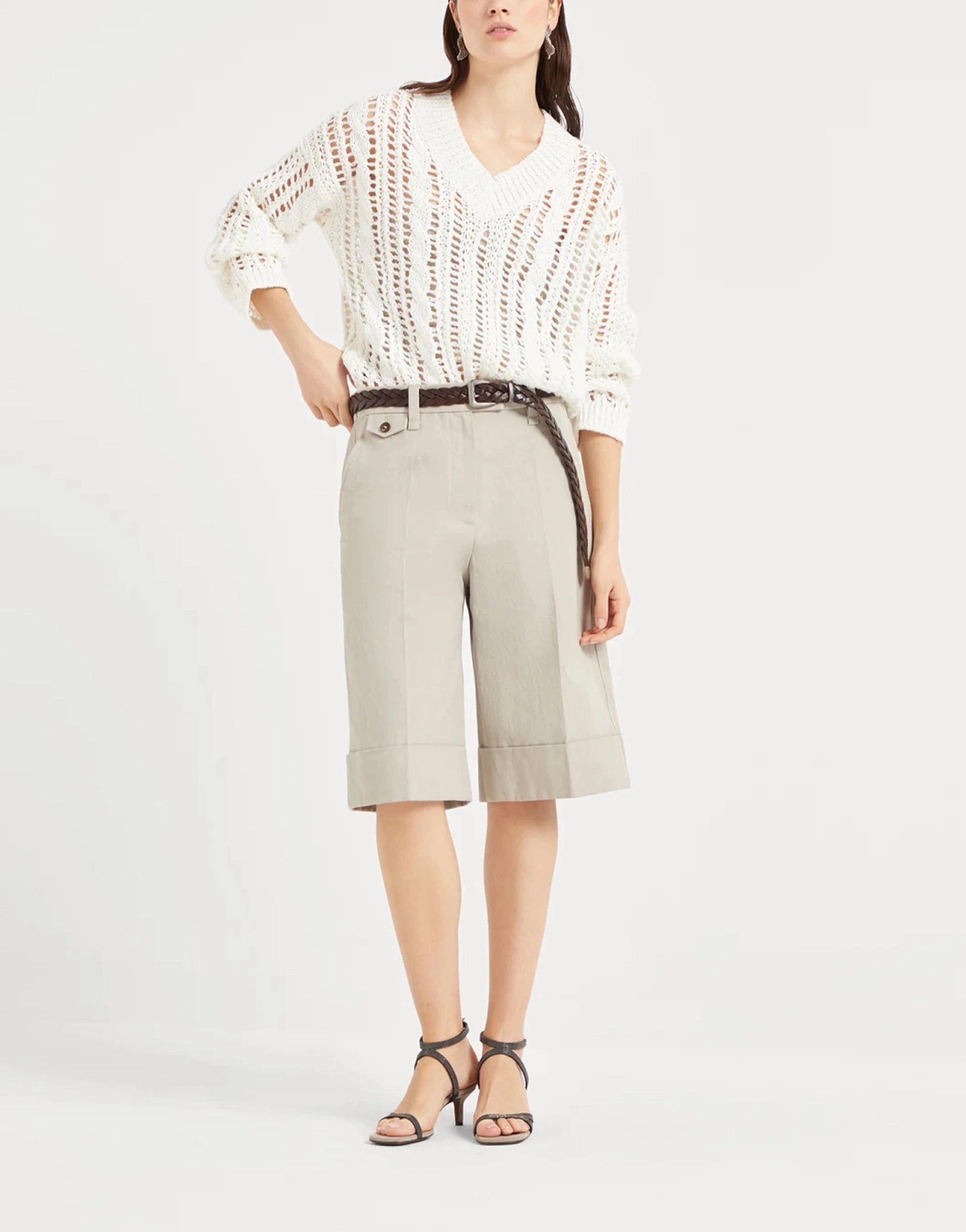 Brunello Cucinelli Cable & Mesh Sweater