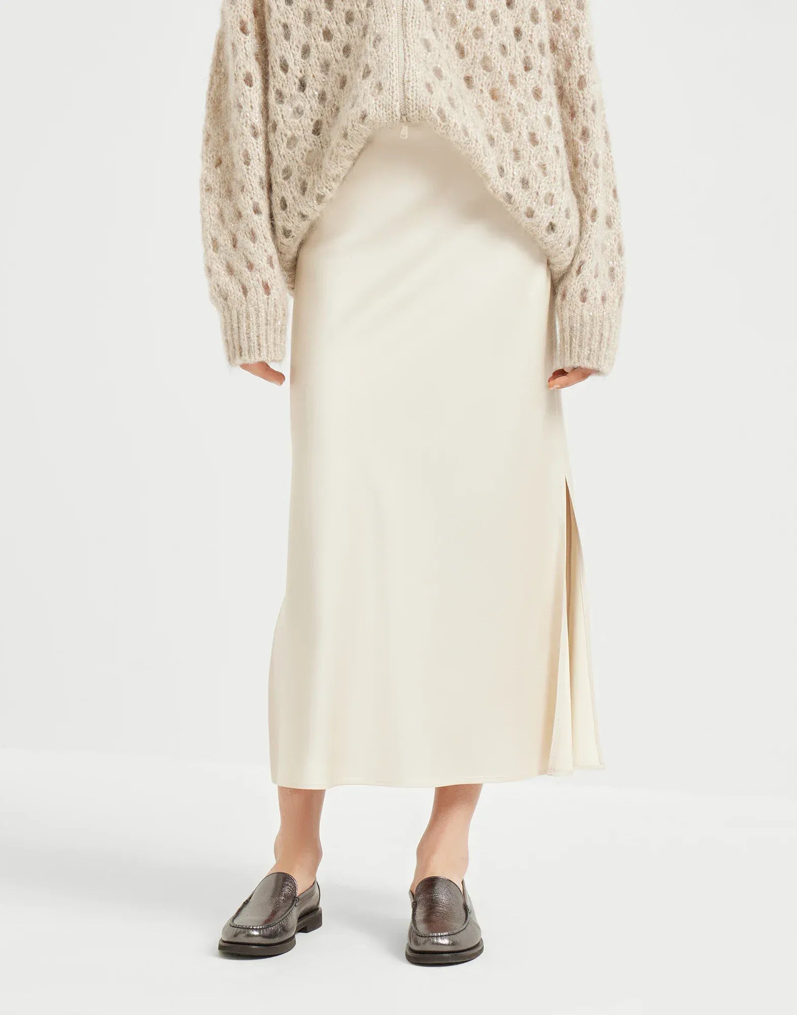 Brunello Cucinelli Cady Fluid Satin Pencil Skirt