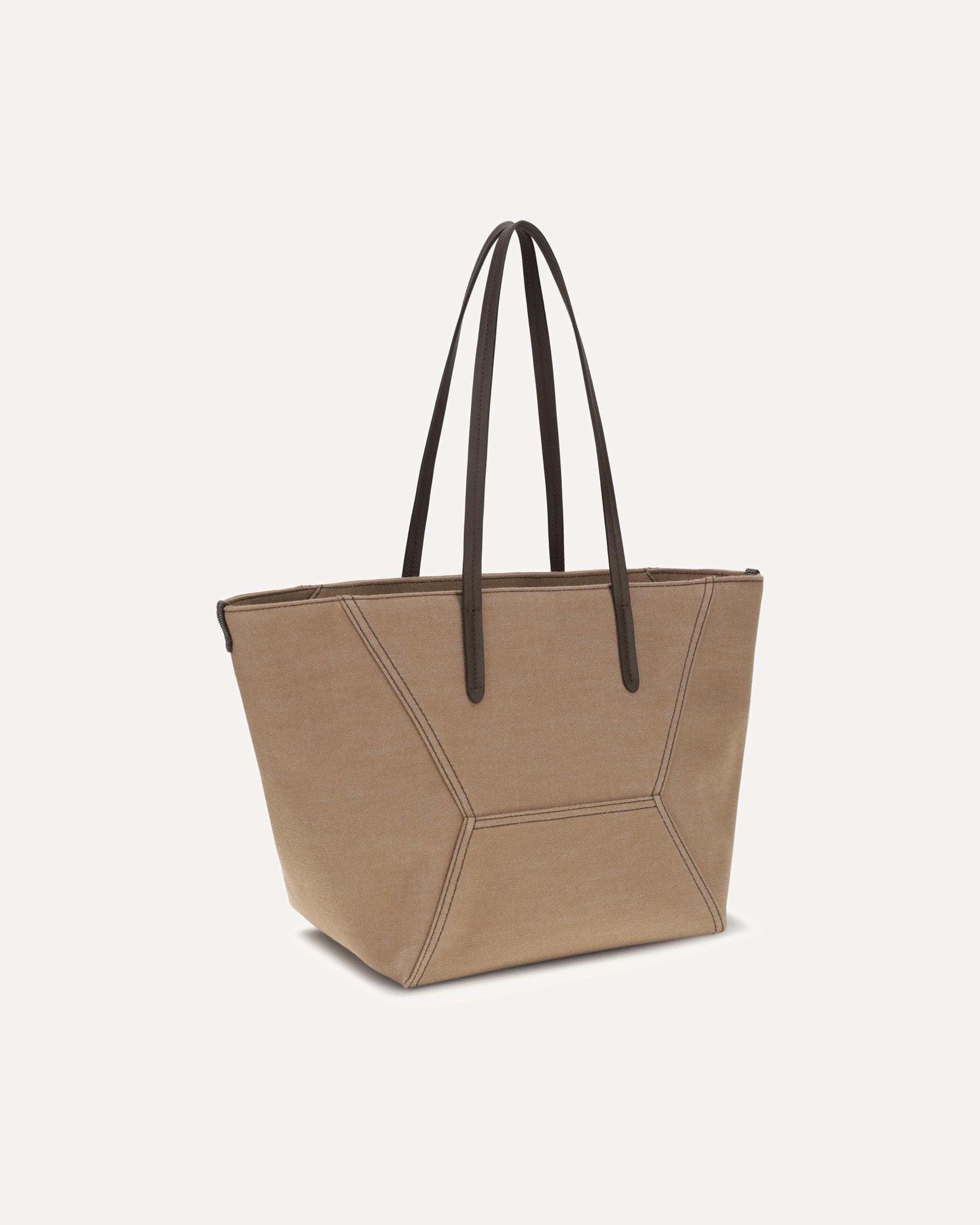 Brunello Cucinelli Brunello Cucinelli Canvas Shoulder Bag With Leather Handles