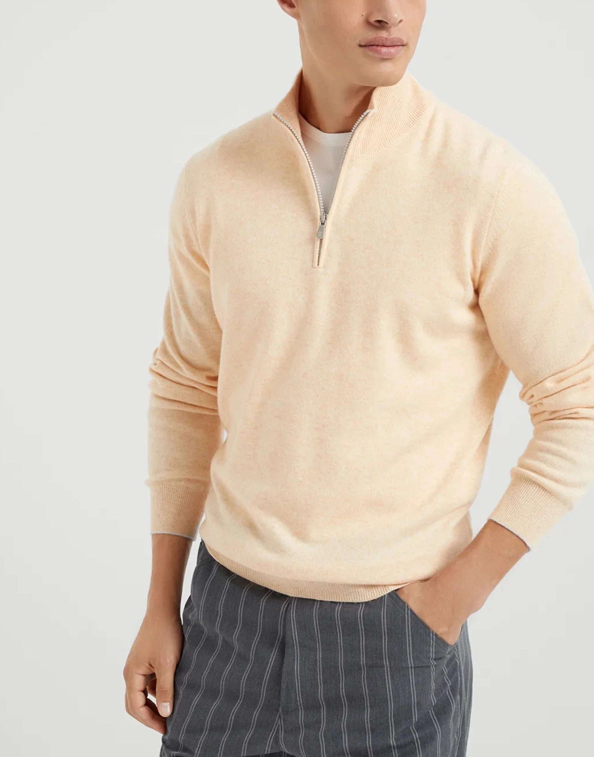 Brunello Cucinelli Cashmere Half-Zip Turtleneck Sweater