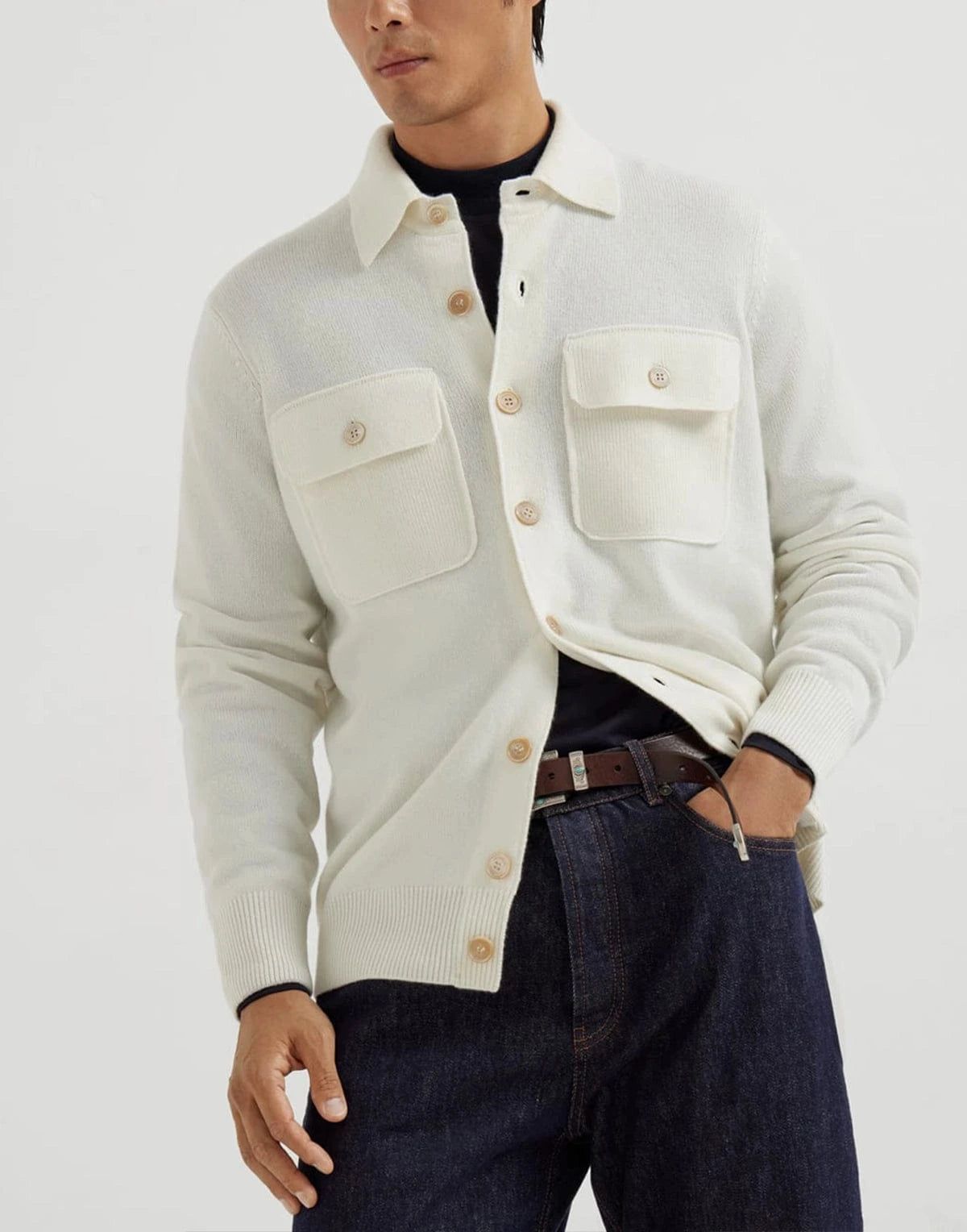 Brunello Cucinelli Cashmere Shirt-Style Cardigan