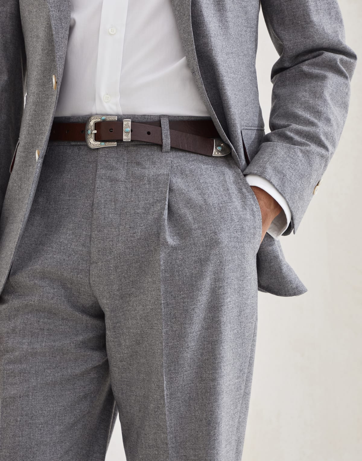 Brunello Cucinelli Cashmere-Silk Blend Pleated Trousers