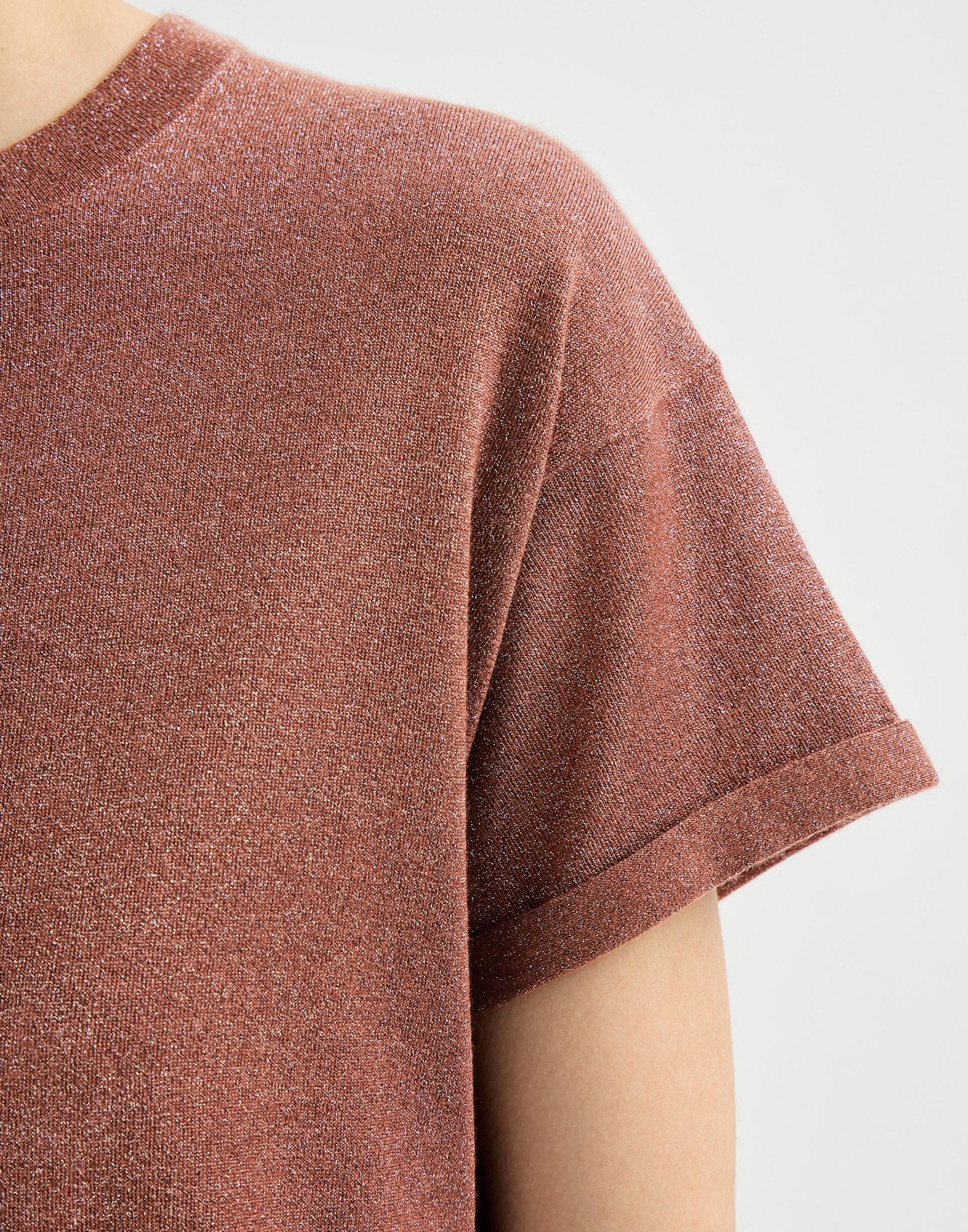 Brunello Cucinelli Cashmere-Silk Blend Sparkling Knit T-Shirt