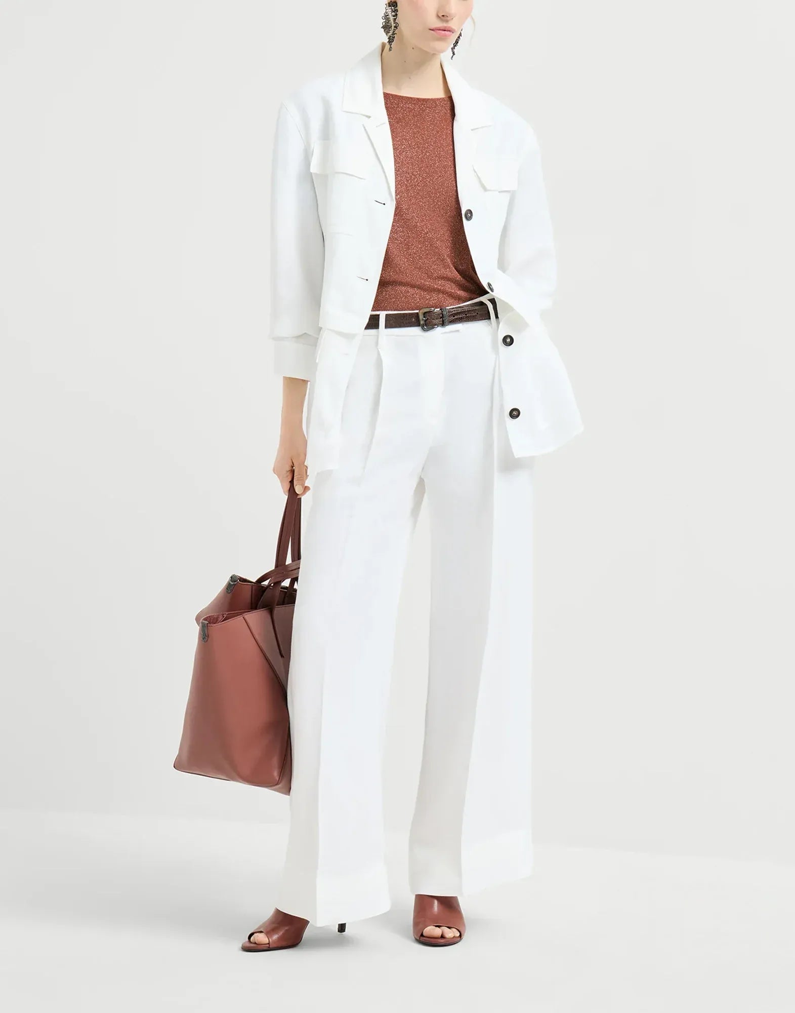 Brunello Cucinelli Cashmere-Silk Blend Sparkling Knit T-Shirt