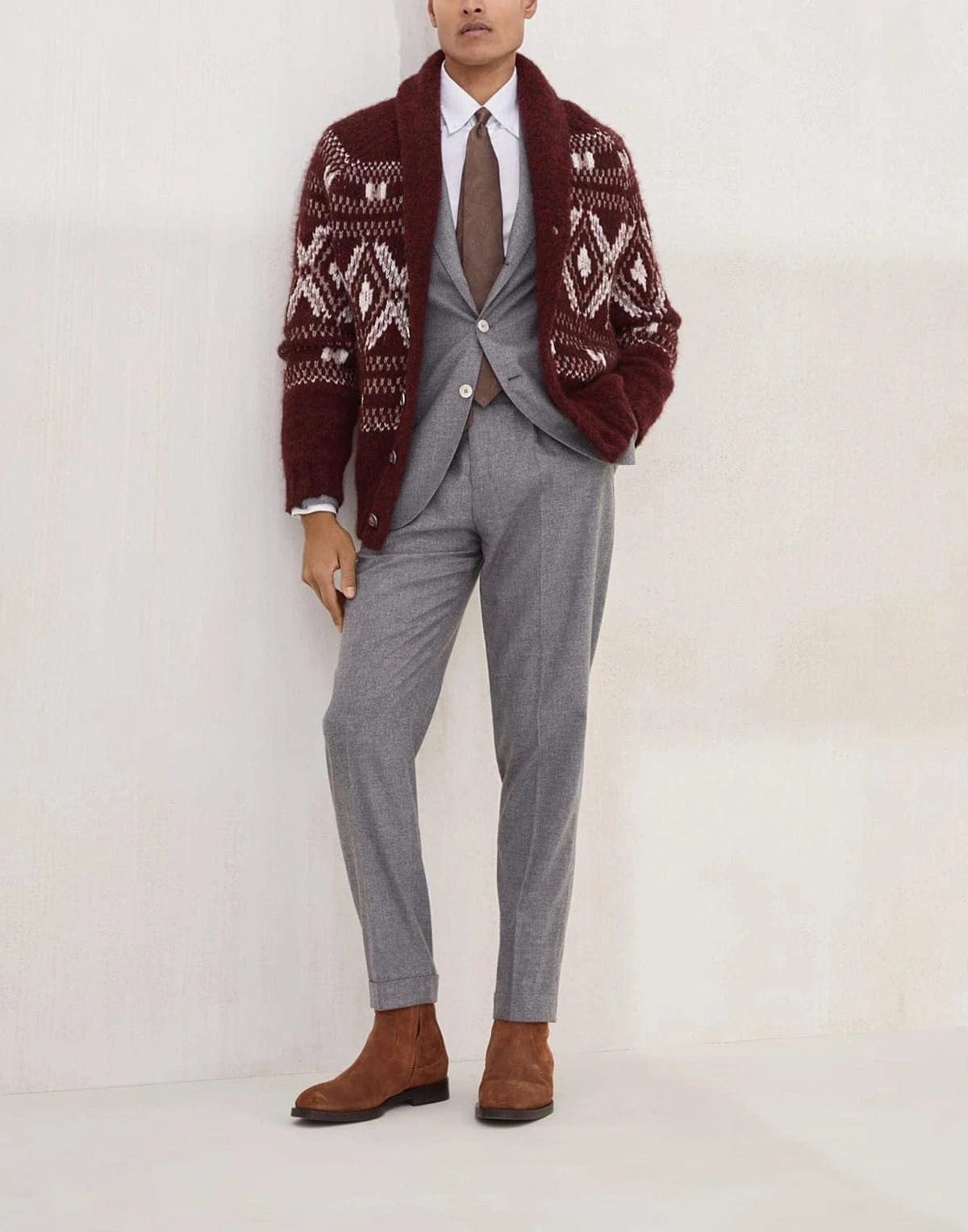 Brunello Cucinelli Cashmere-Silk Flannel Deconstructed Blazer