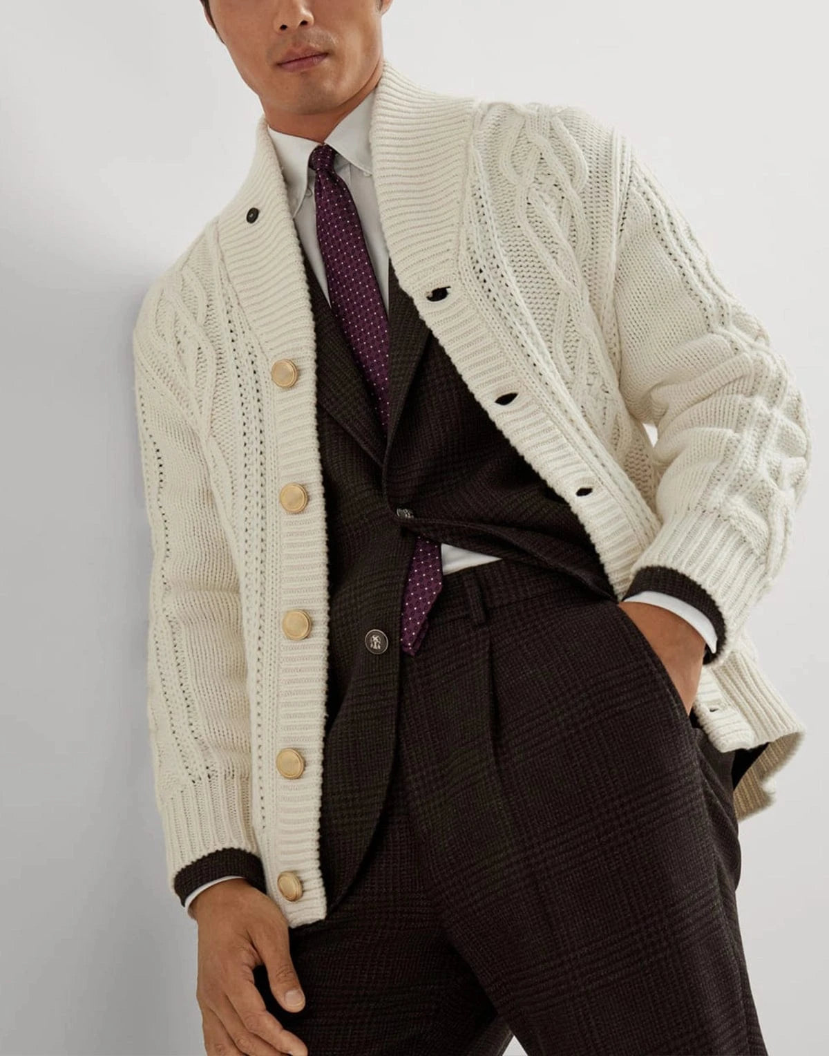 Brunello Cucinelli Cashmere Yarn Cable Knit Cardigan
