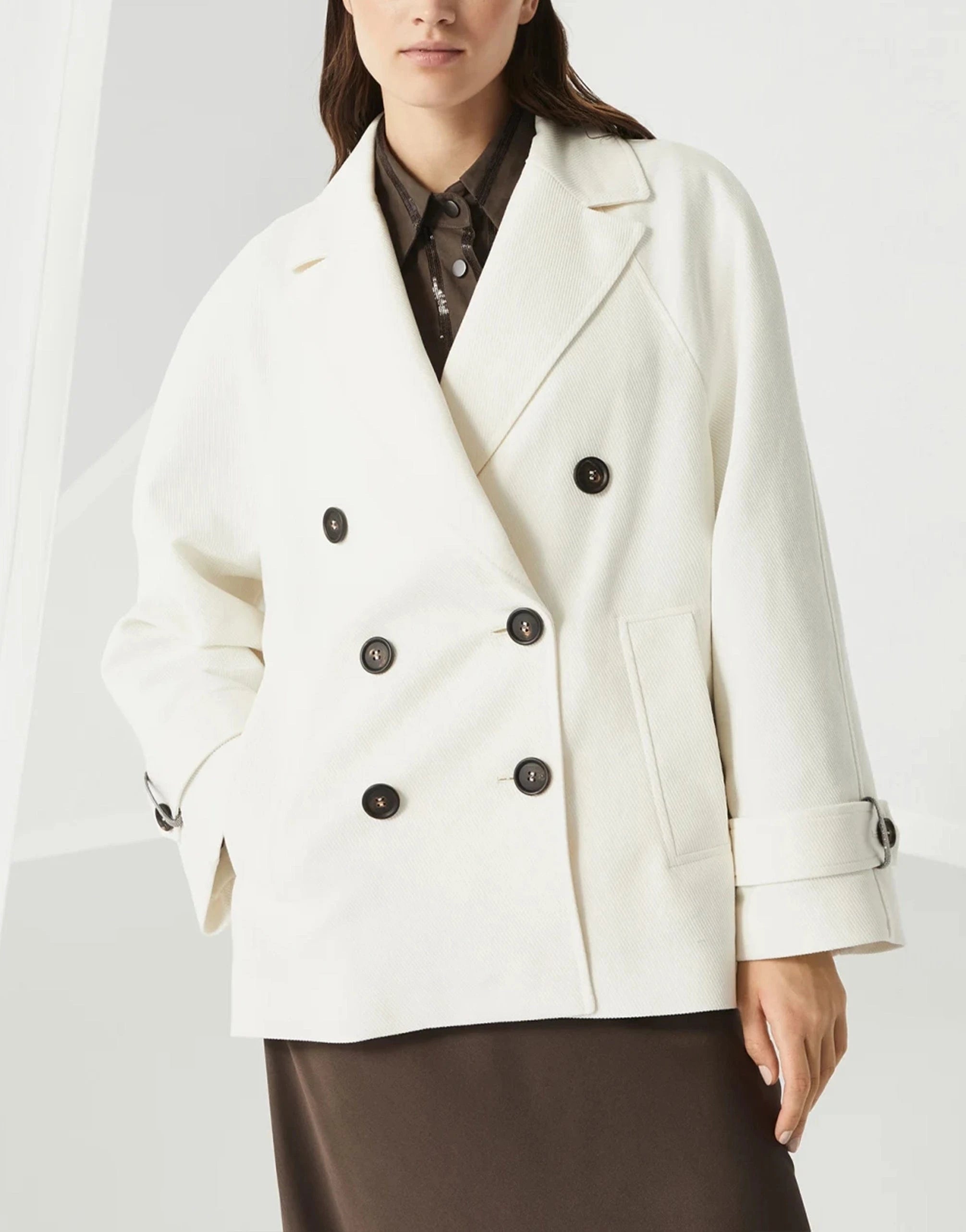 Brunello Cucinelli Cavalry Monili-Embellished Pea Coat