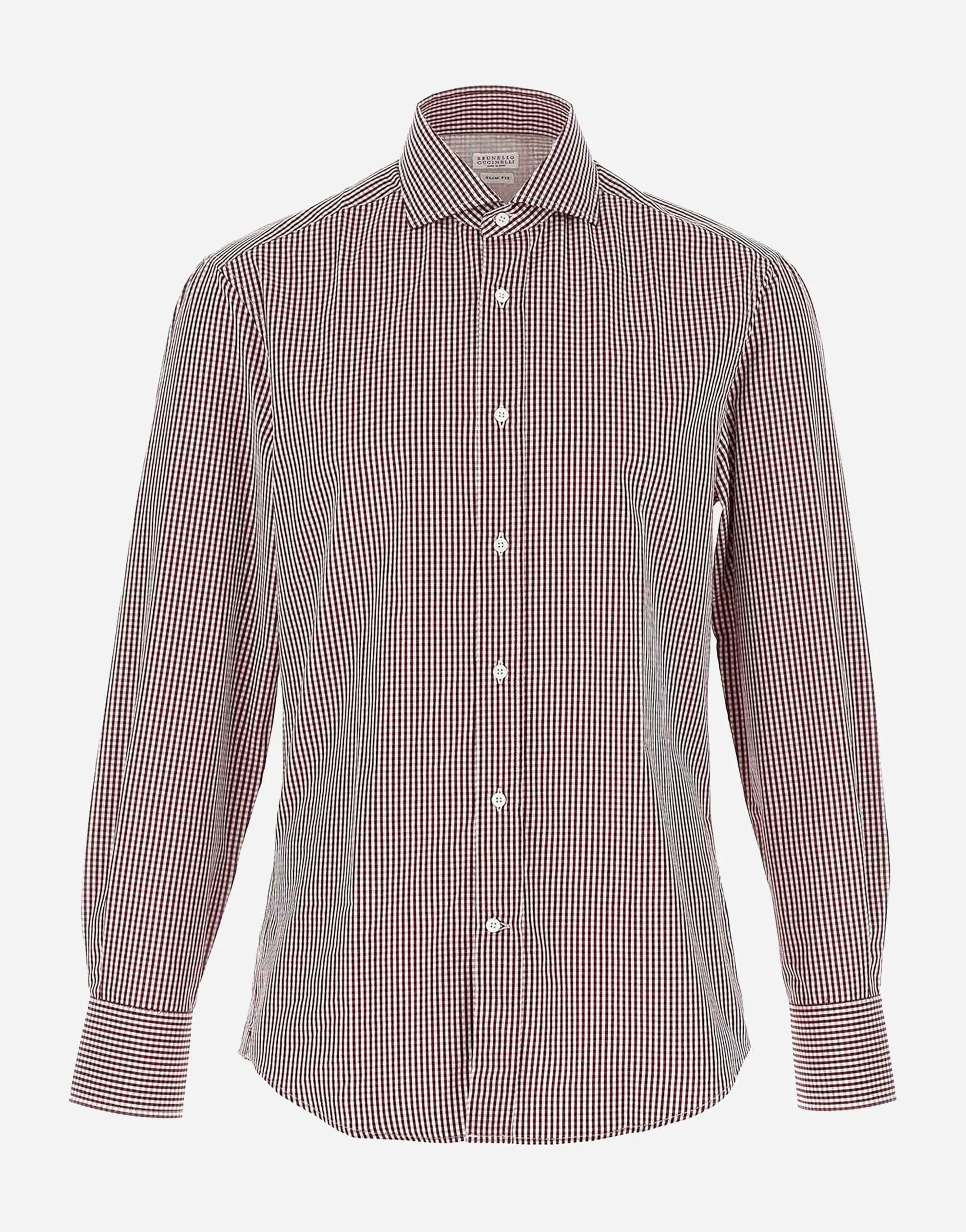トップス BRUNELLO CUCINELLI Cotton Shirts SLIM Brunello Cucinelli Checked Cotton Slim-Fit Shirt | Sendegaro