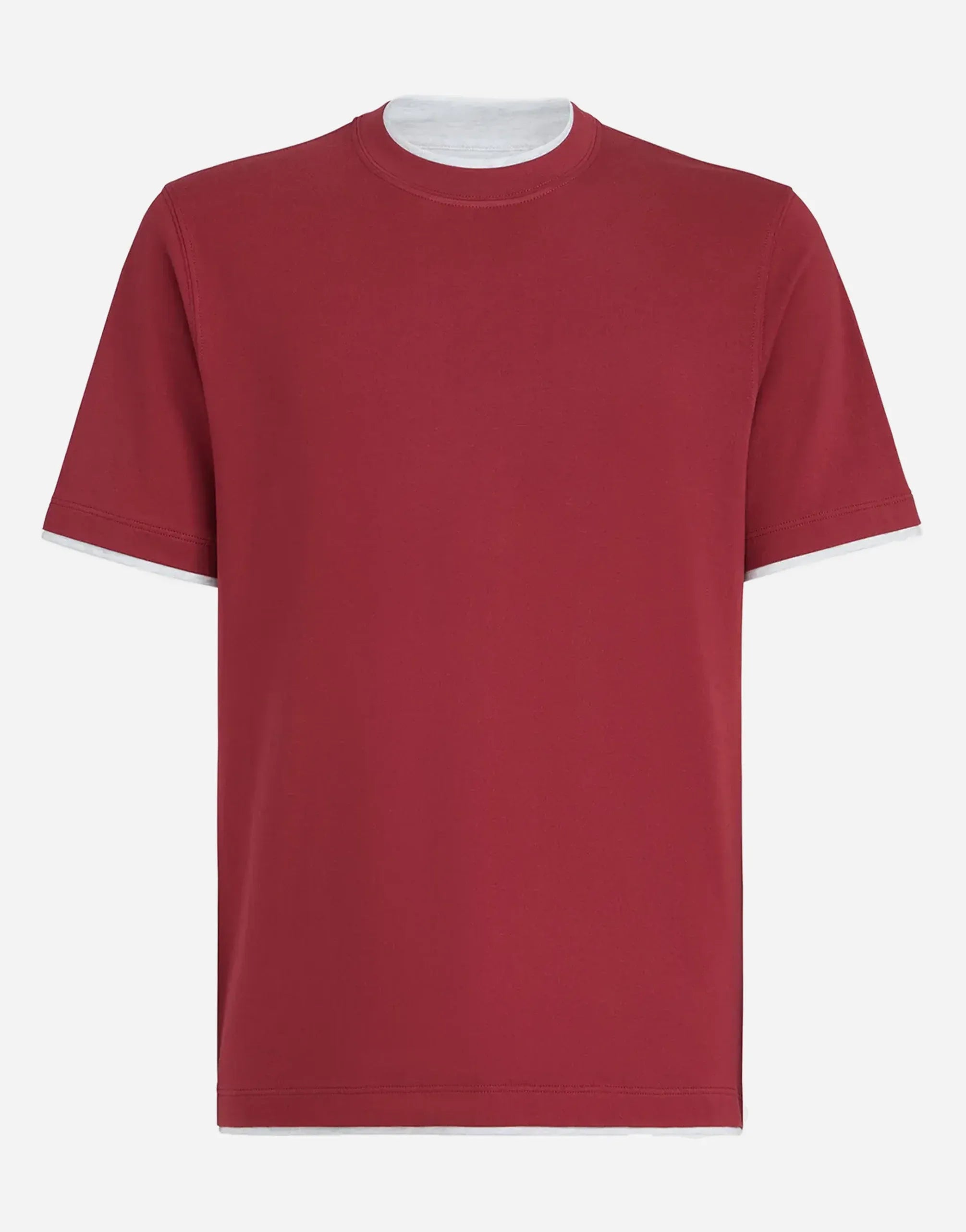 Brunello Cucinelli Cherry Cotton Jersey Ccrew Neck T-Shirt