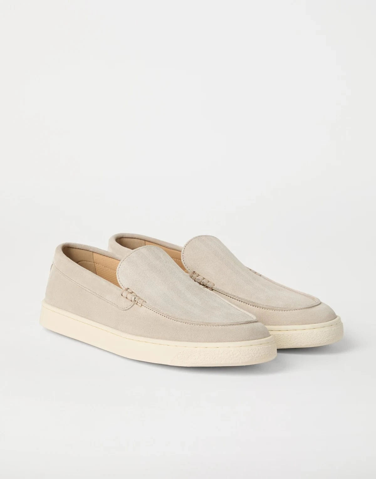 Brunello Cucinelli Chevron-Effect Suede Loafers