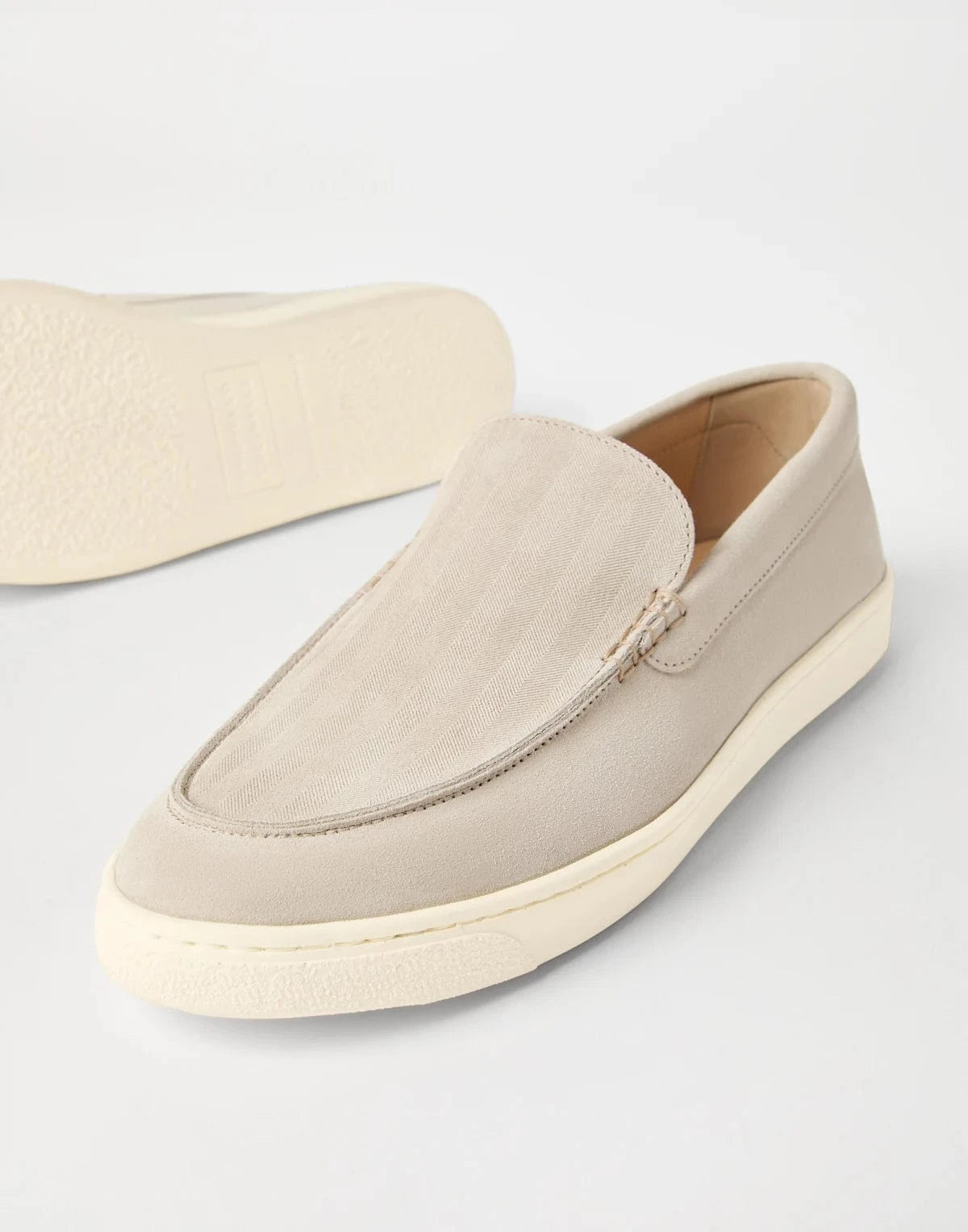 Brunello Cucinelli Chevron-Effect Suede Loafers