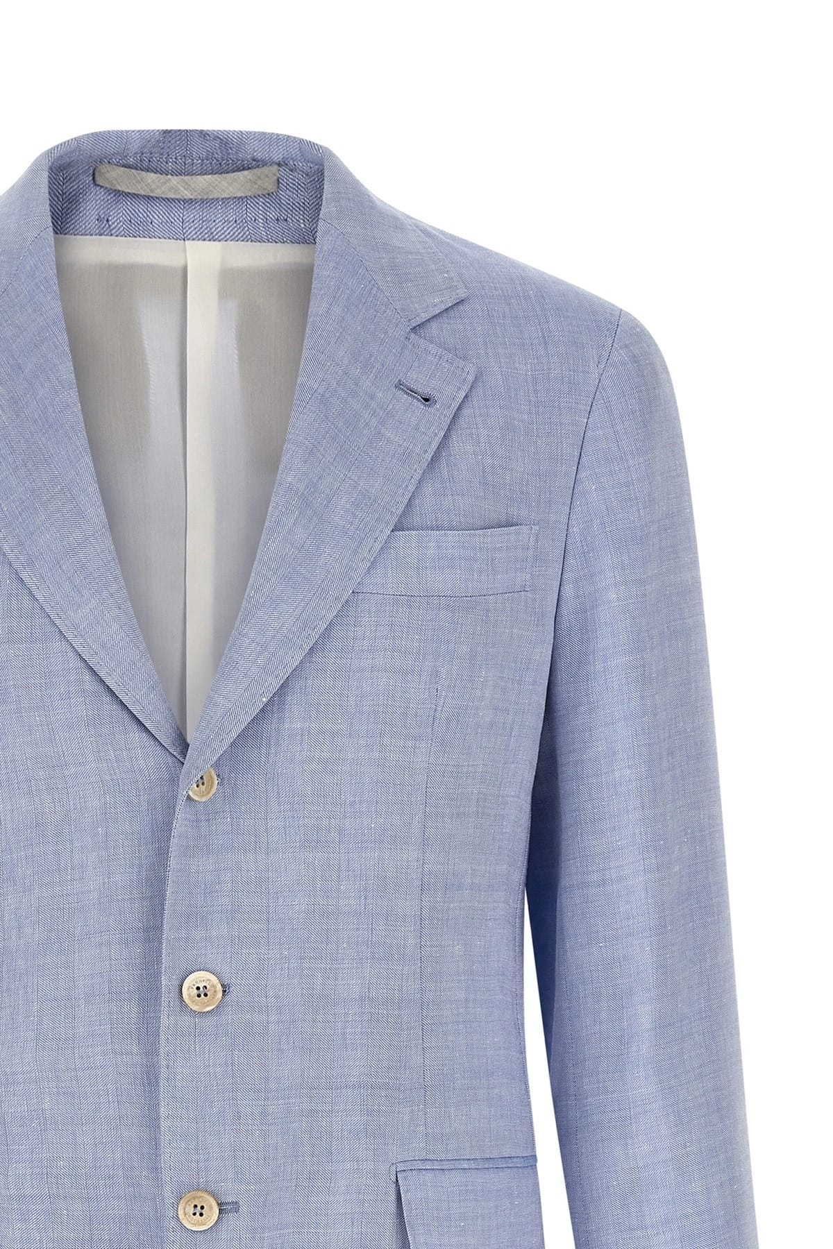 Brunello Cucinelli Brunello Cucinelli Chevron Linen Wool Blazer