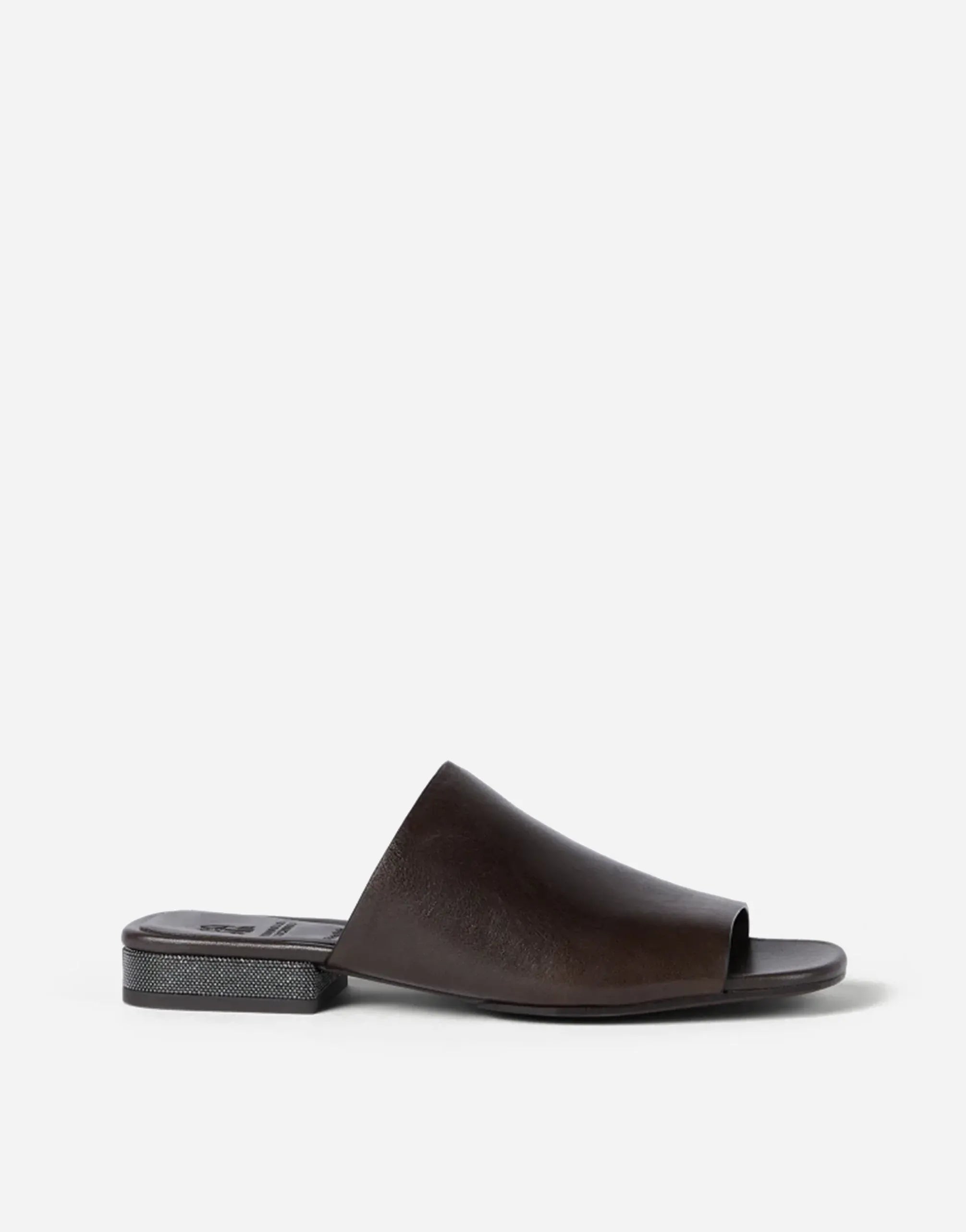 Brunello Cucinelli Cocoa Riding Monili Leather Mules