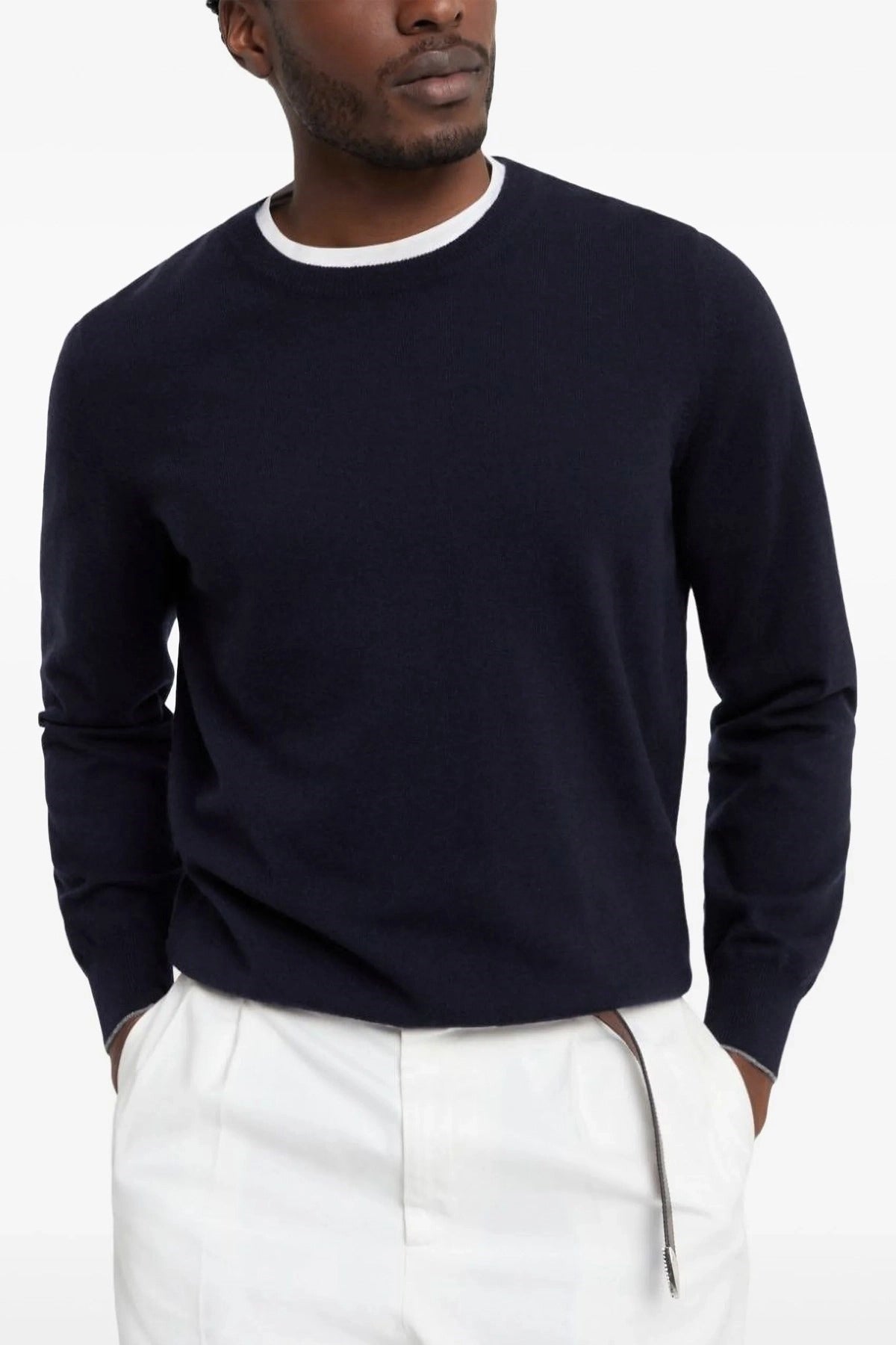 Brunello Cucinelli Contrast-Trim Cashmere Sweater - alternate view