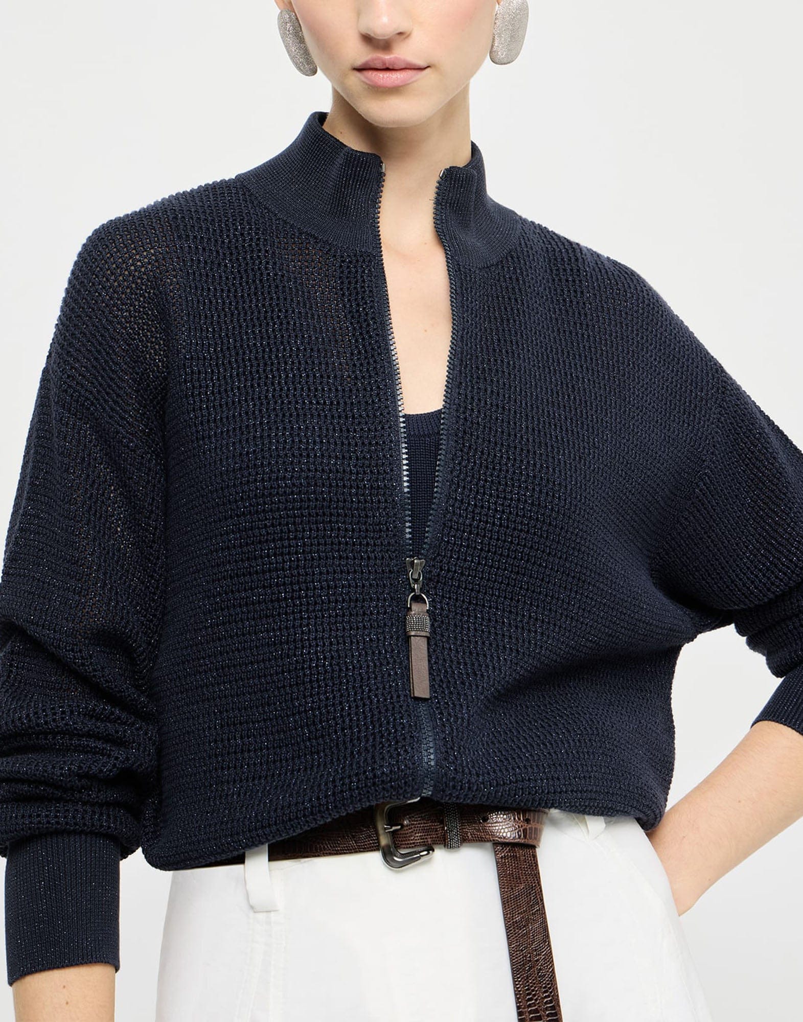 Brunello Cucinelli Cotton Blend Sparkling Net Cardigan