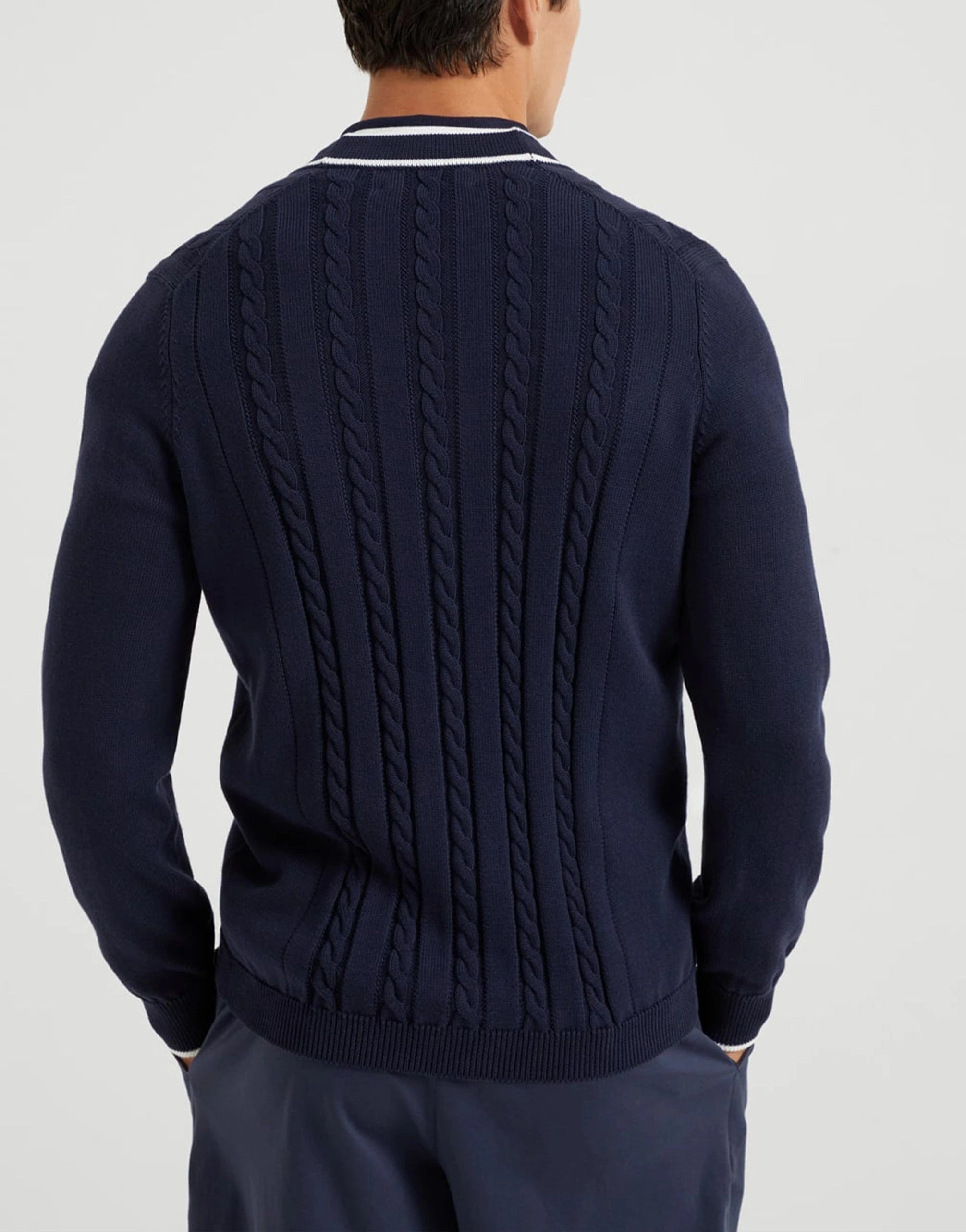 Brunello Cucinelli Cotton Cable Knit Logo Cardigan