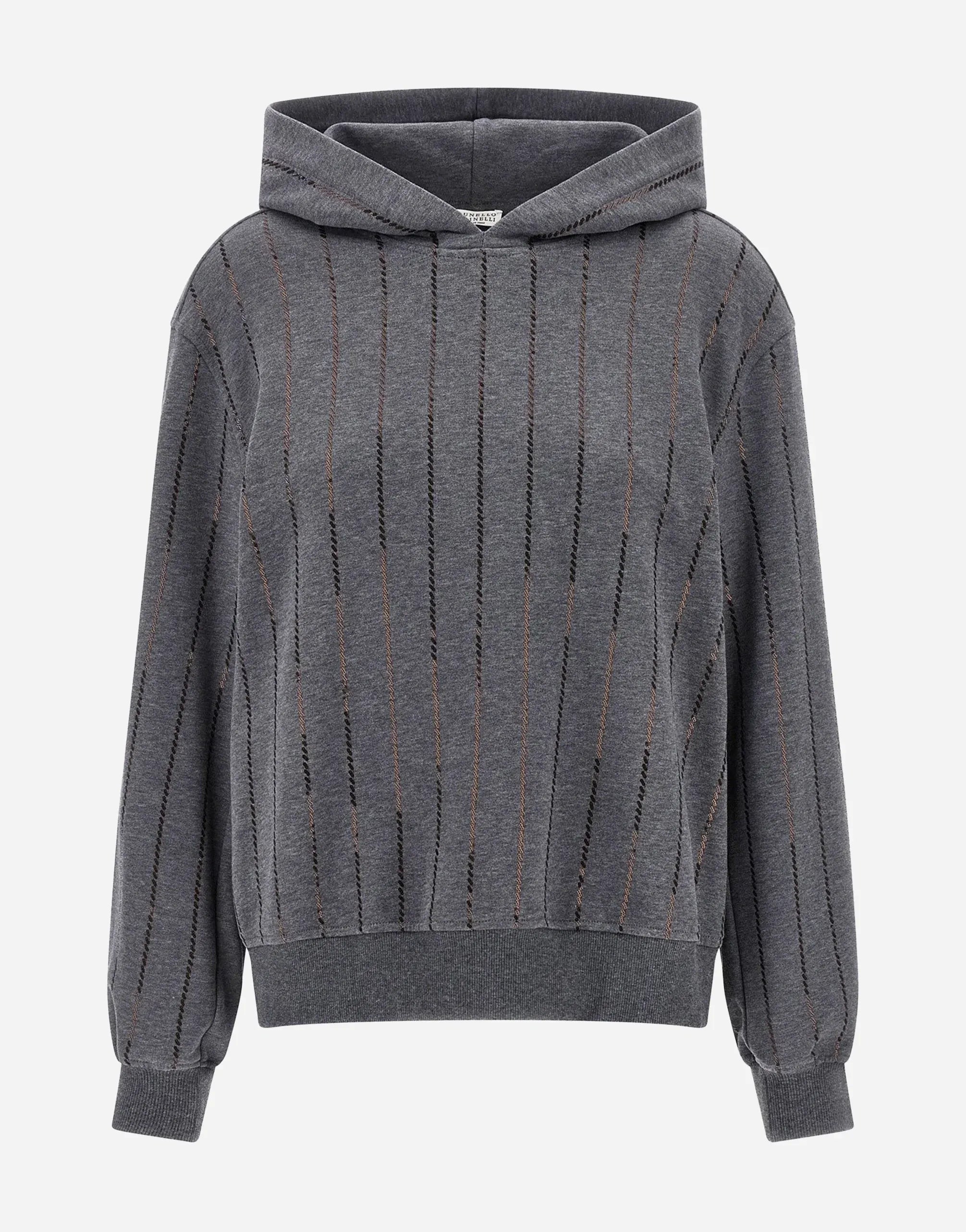 Brunello Cucinelli Cotton Dazzling Chalk Stripe Hooded Sweatshirt