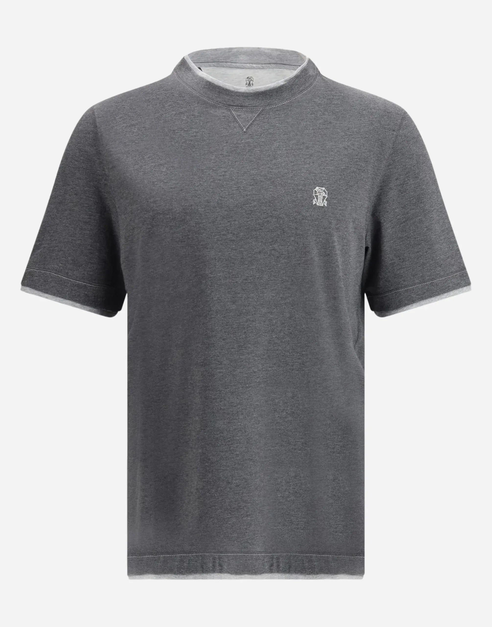 Brunello Cucinelli Cotton Jersey Crew Neck Logo T-Shirt