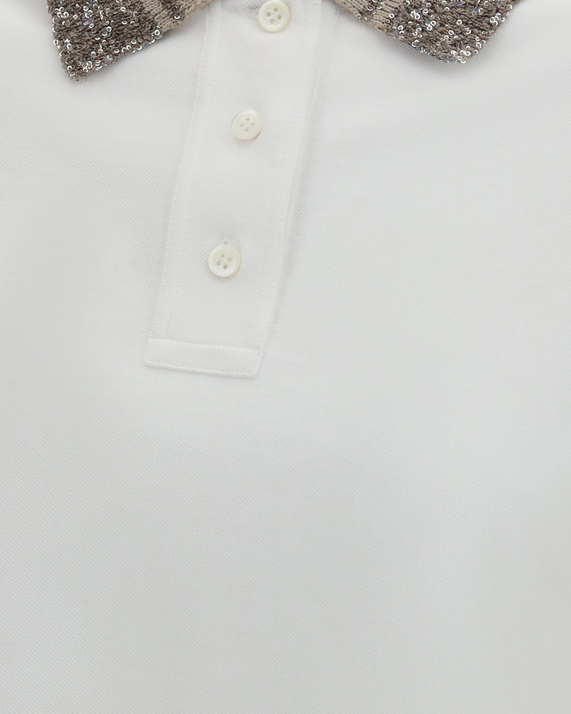 Brunello Cucinelli Cotton Jersey Polo With Dazzling Knit Collar