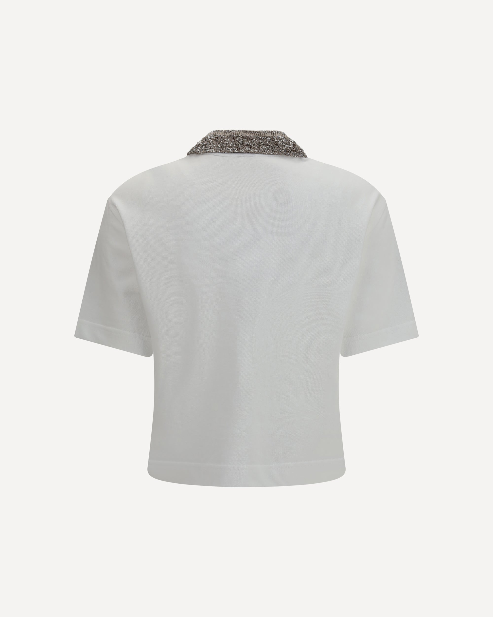 Brunello Cucinelli Polo in jersey di cotone con colletto lavorato scintillante - alternate view