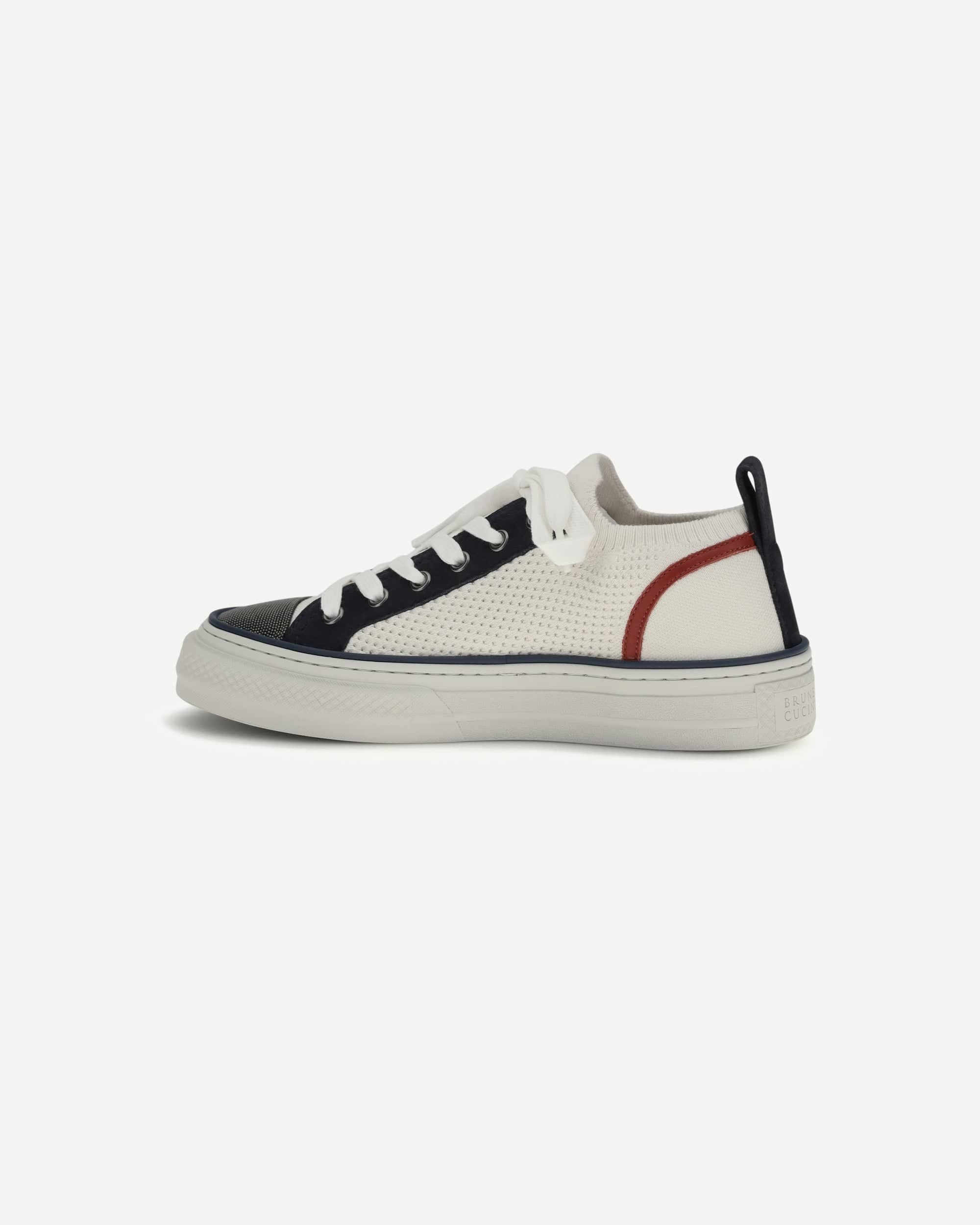 Brunello Cucinelli Cotton Knit And Suede Sneakers