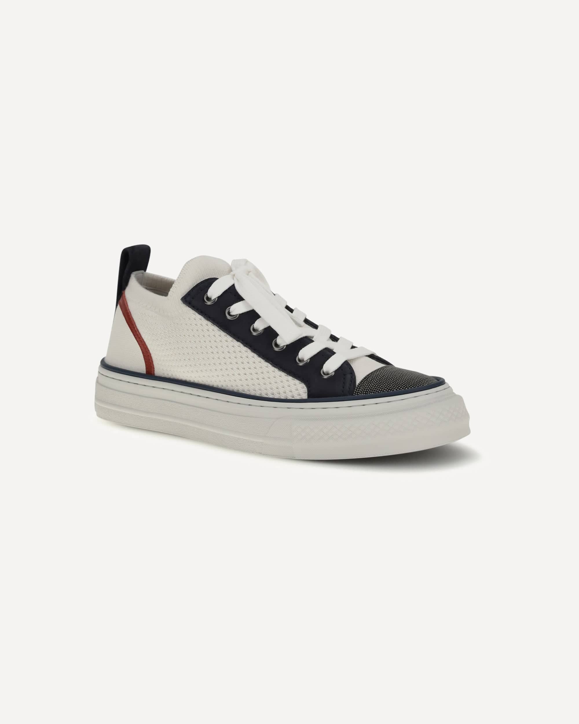 Sneaker aus Baumwollstrick und Veloursleder - alternate view