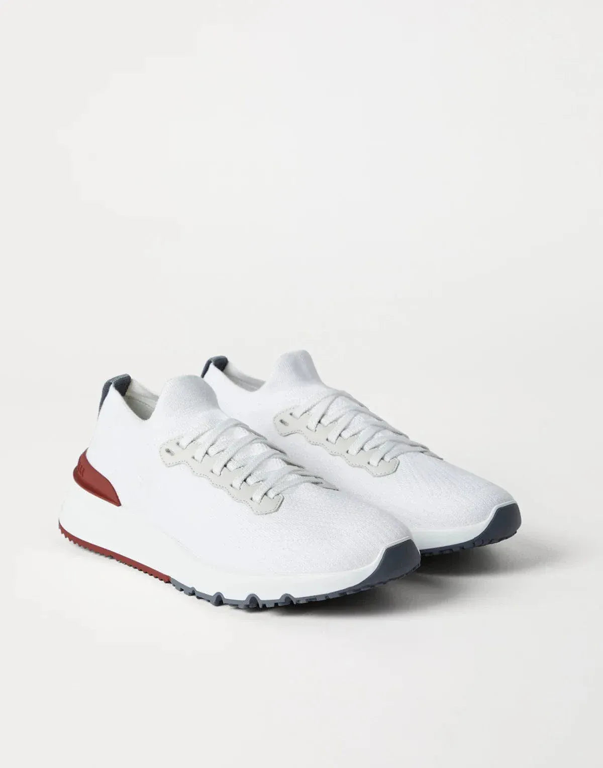 Brunello Cucinelli Cotton Knit Leather Sneakers