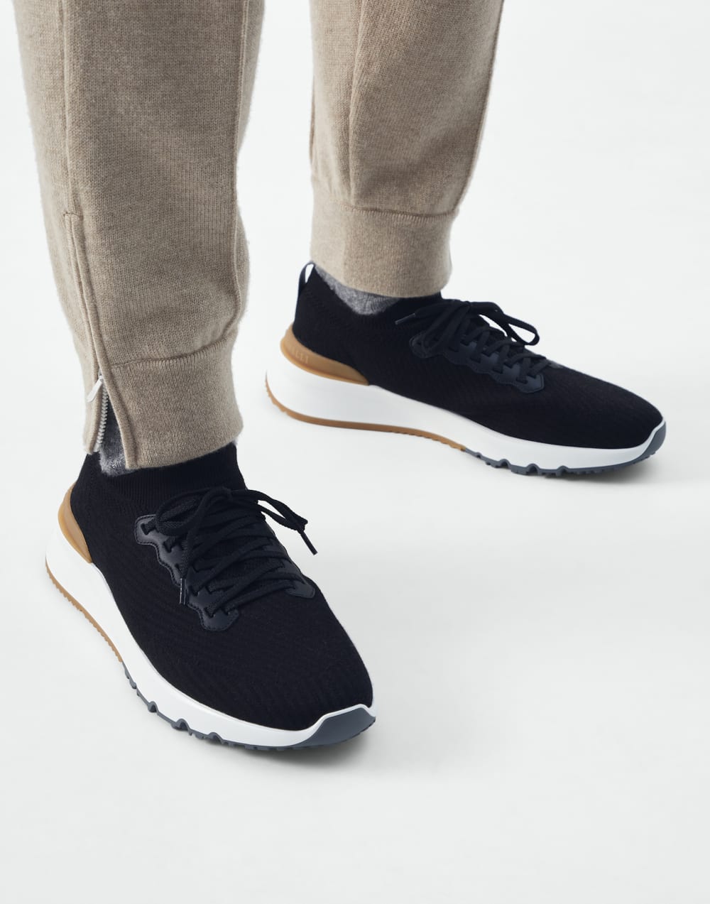 Brunello Cucinelli Cotton Knit Semi-Polished Sneakers