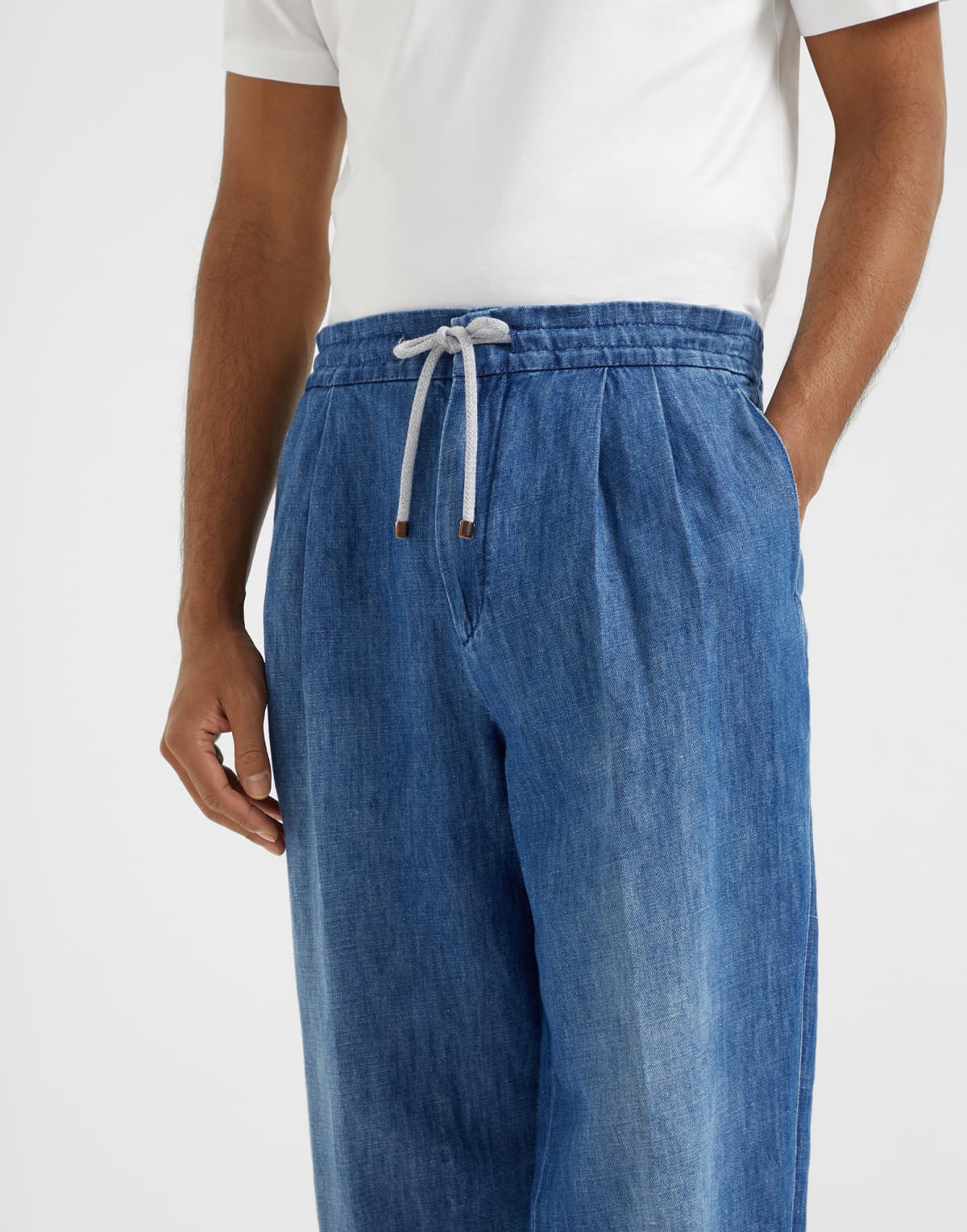 Brunello Cucinelli Cotton-Linen Blend Drawstring Jeans