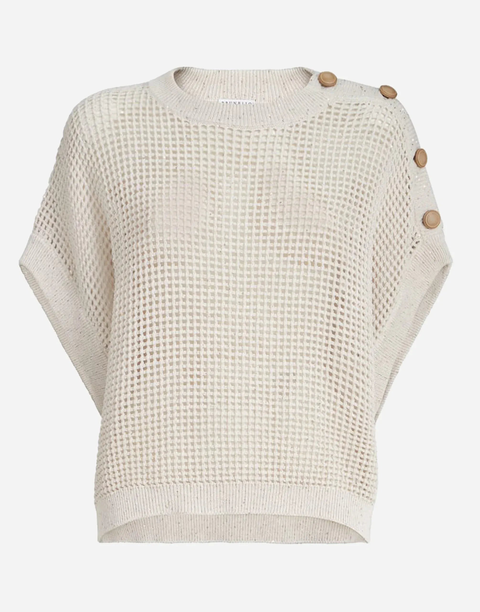 Brunello Cucinelli Cotton Net Dazzling Details Sweater