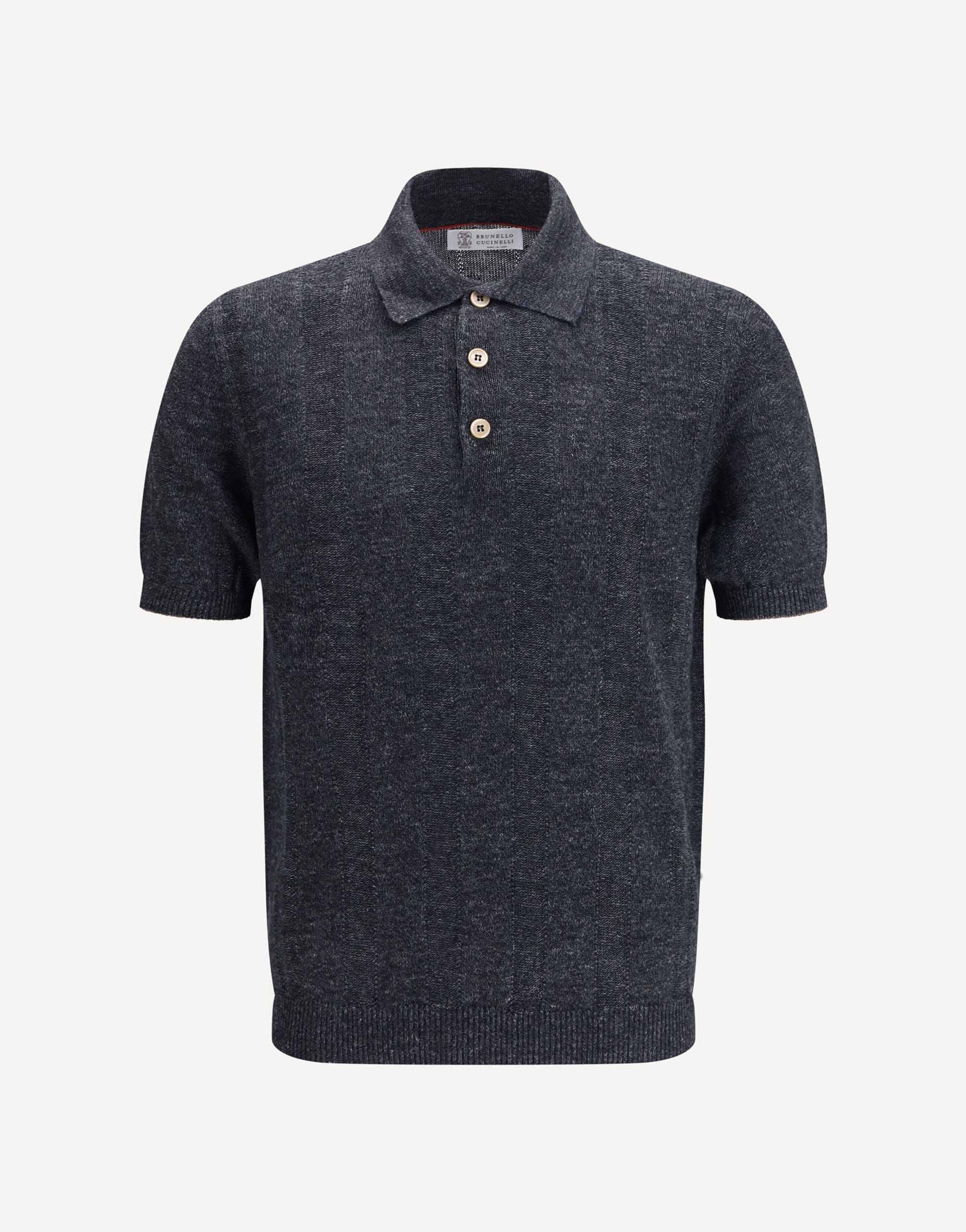 Brunello Cucinelli Cotton Polo Sweater With Striped Knit