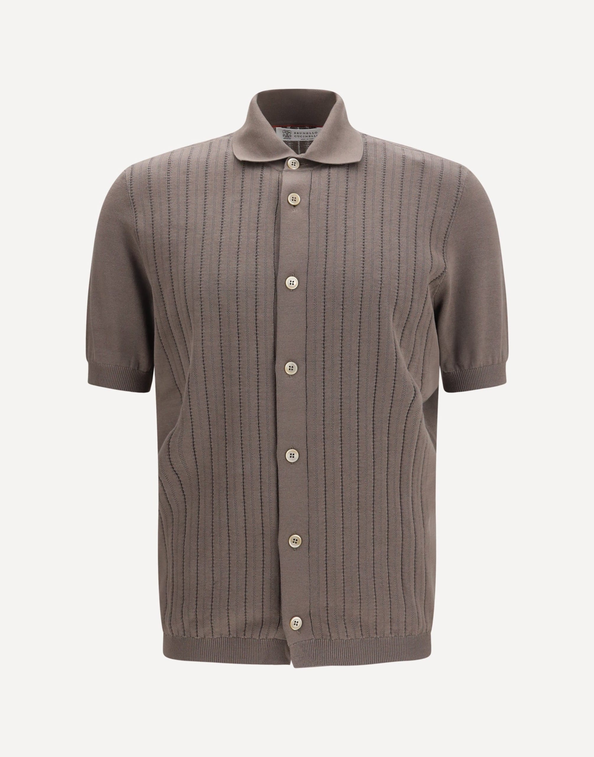 Brunello Cucinelli Cotton Ribbed Knit Shirt