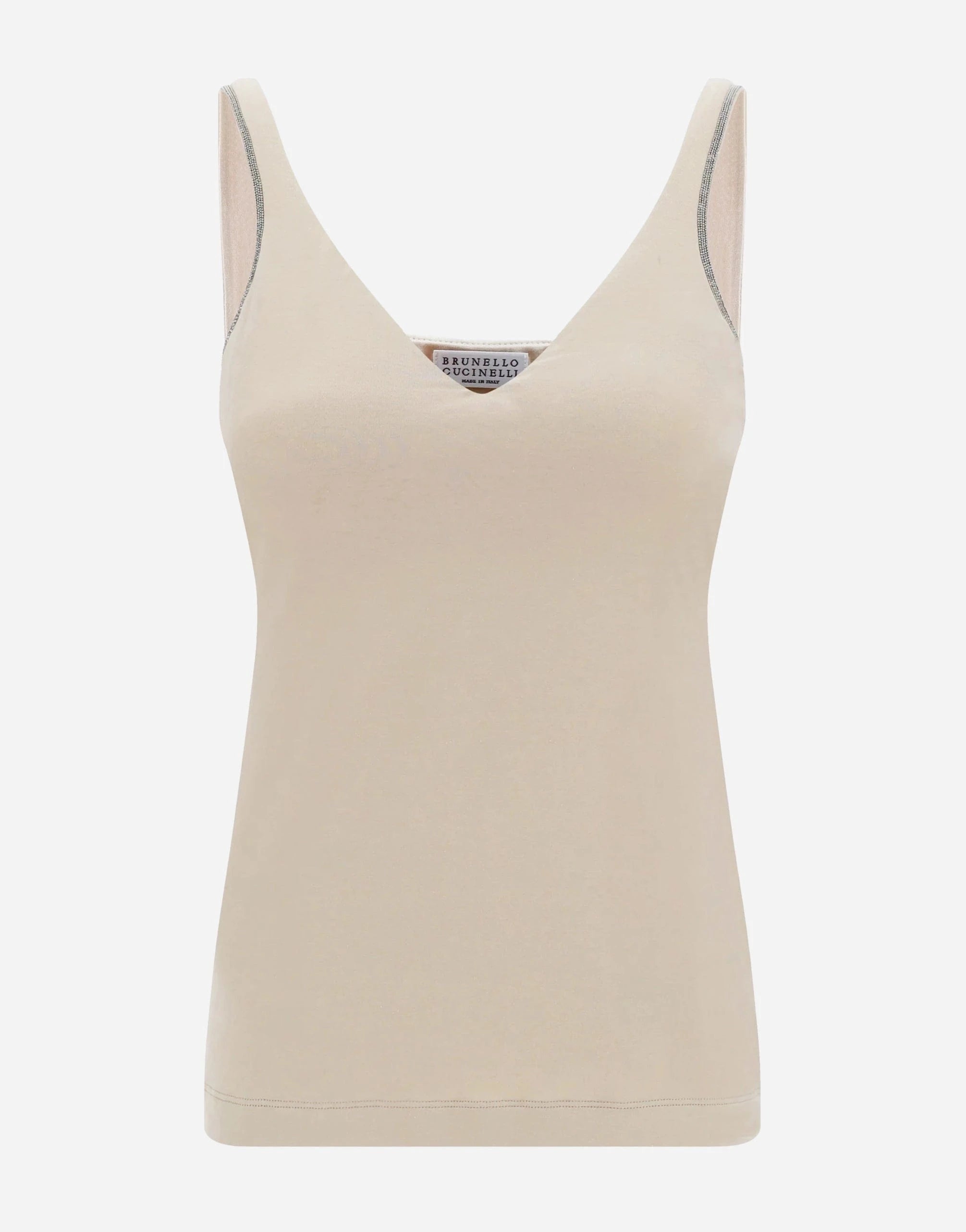 Brunello Cucinelli Cotton Shiny Straps Tank Top