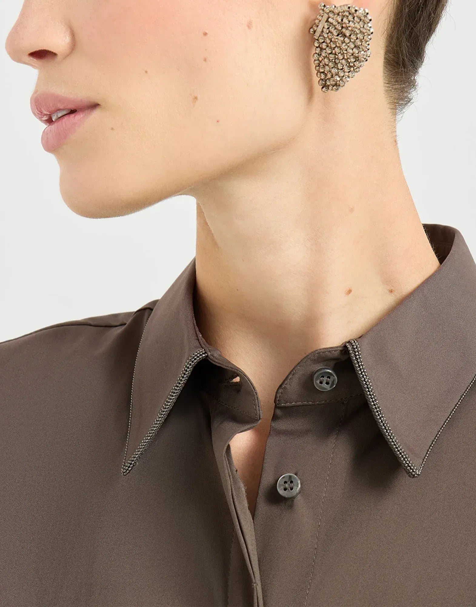 Brunello Cucinelli Cotton Shiny Trim Sleeveless Shirt