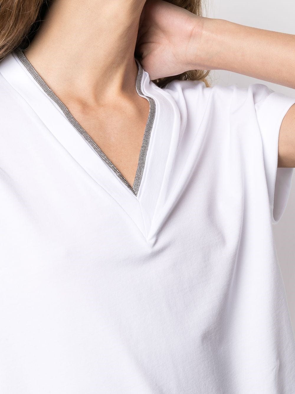 Brunello Cucinelli Cotton Shiny V-Neck T-Shirt