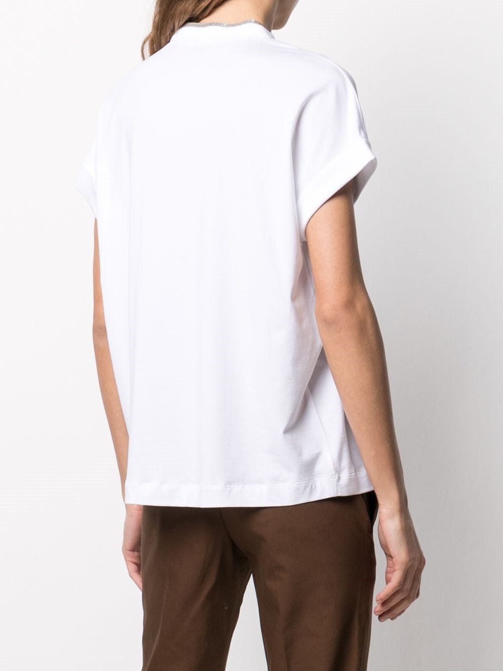 Brunello Cucinelli Cotton Shiny V-Neck T-Shirt