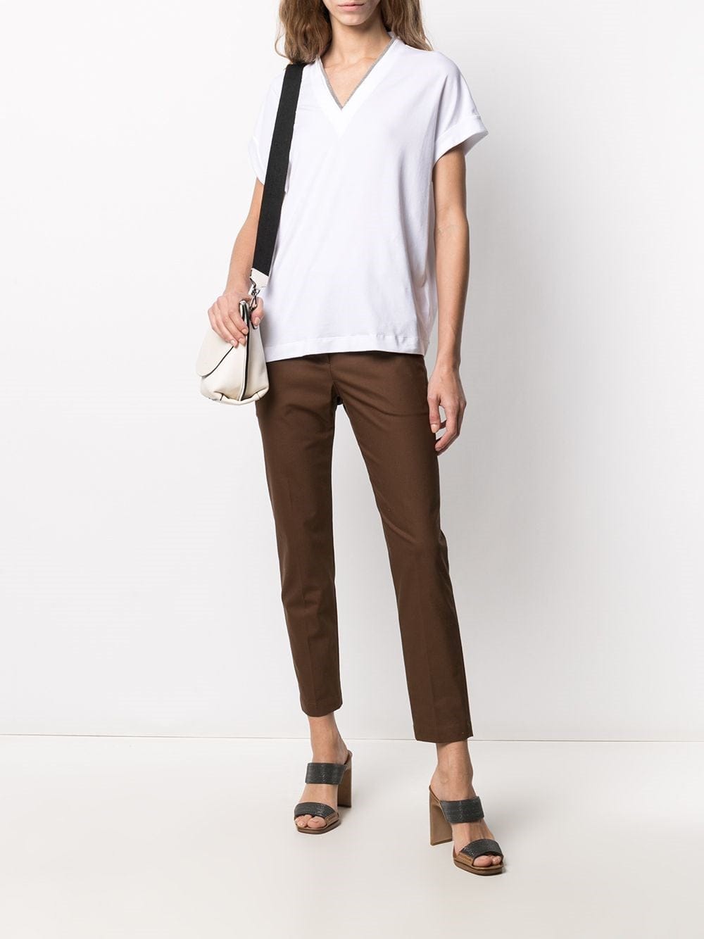 Brunello Cucinelli Cotton Shiny V-Neck T-Shirt