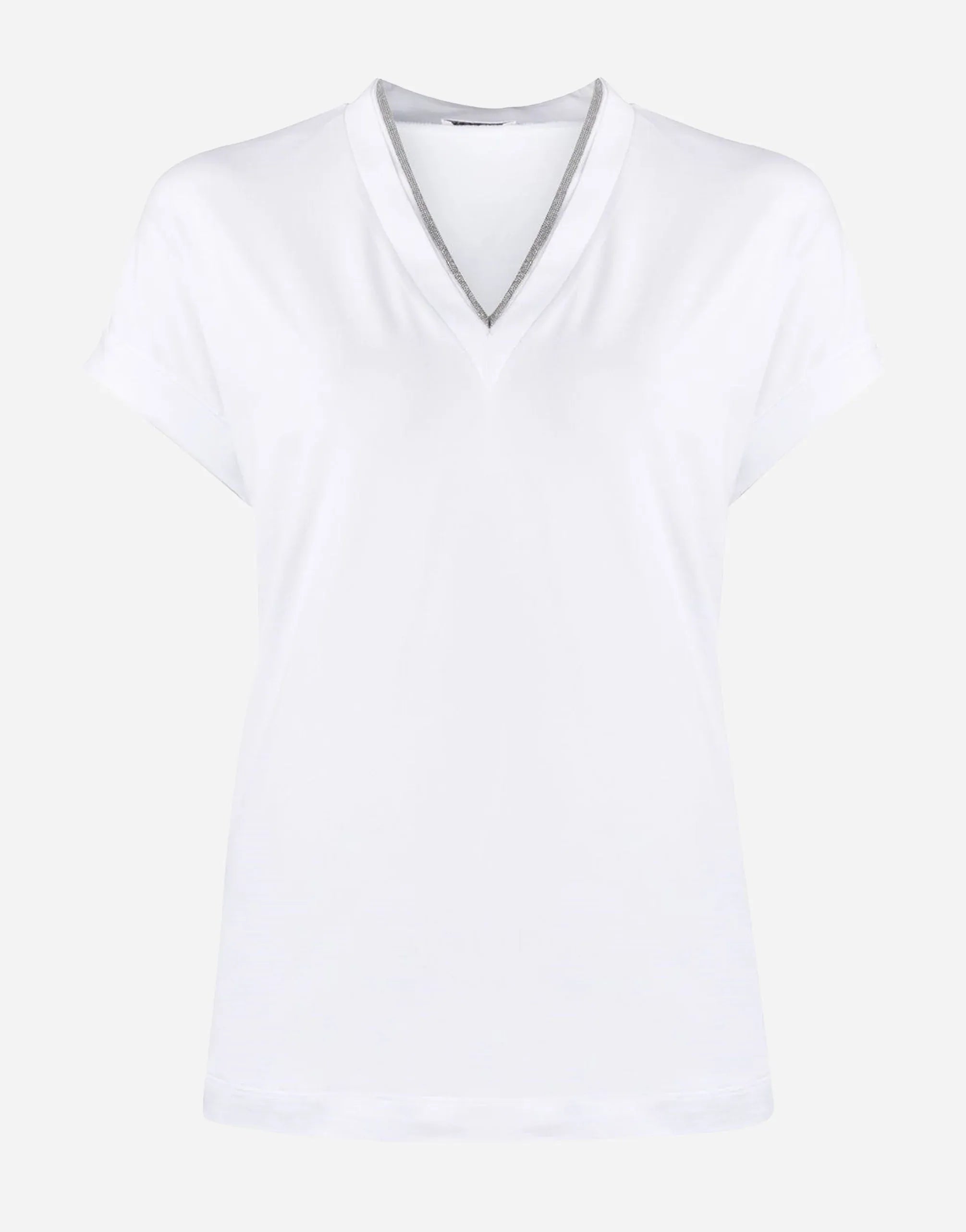 Brunello Cucinelli Cotton Shiny V-Neck T-Shirt