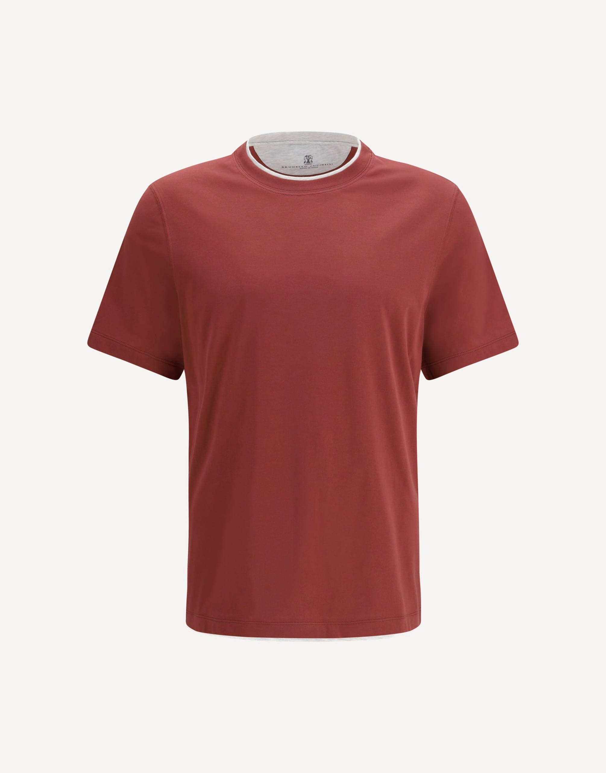 Brunello Cucinelli Cotton Two-Tone Double-Layer Hem T-Shirt