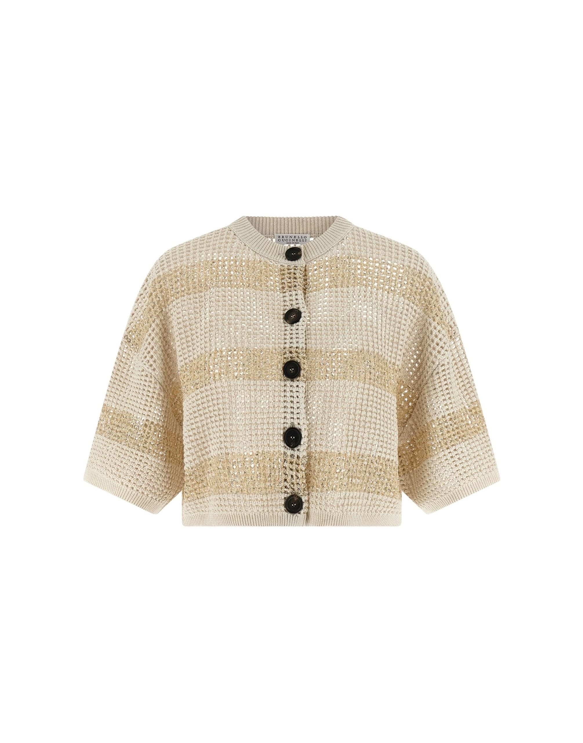Brunello Cucinelli Brunello Cucinelli Crop Cotton Mesh Cardigan