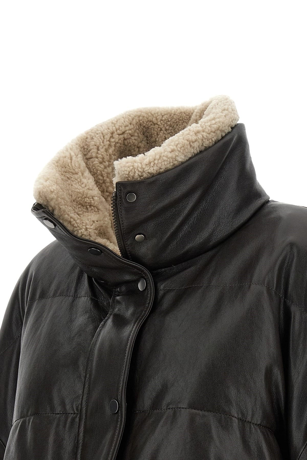 Brunello Cucinelli Brunello Cucinelli Cropped Padded Leather Jacket
