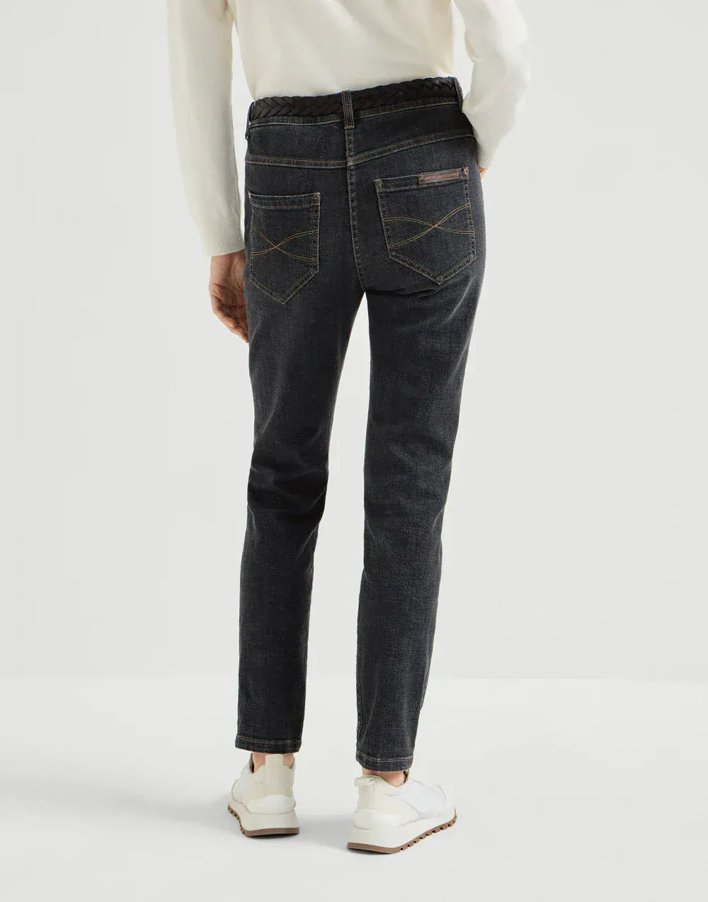 Brunello Cucinelli Dark Grey Stretch Denim Slim Jeans