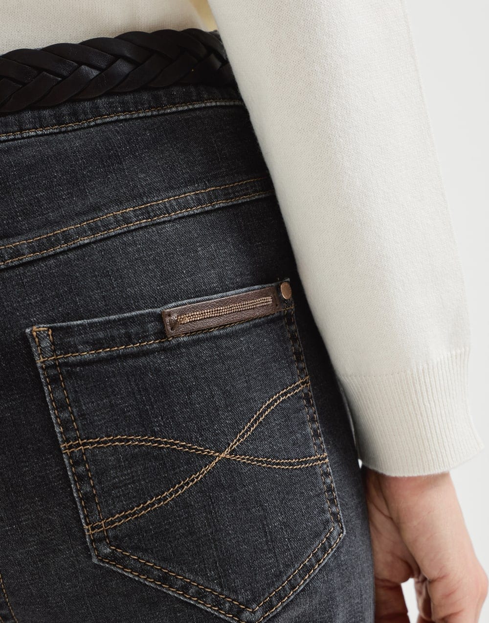 Brunello Cucinelli Dark Grey Stretch Denim Slim Jeans